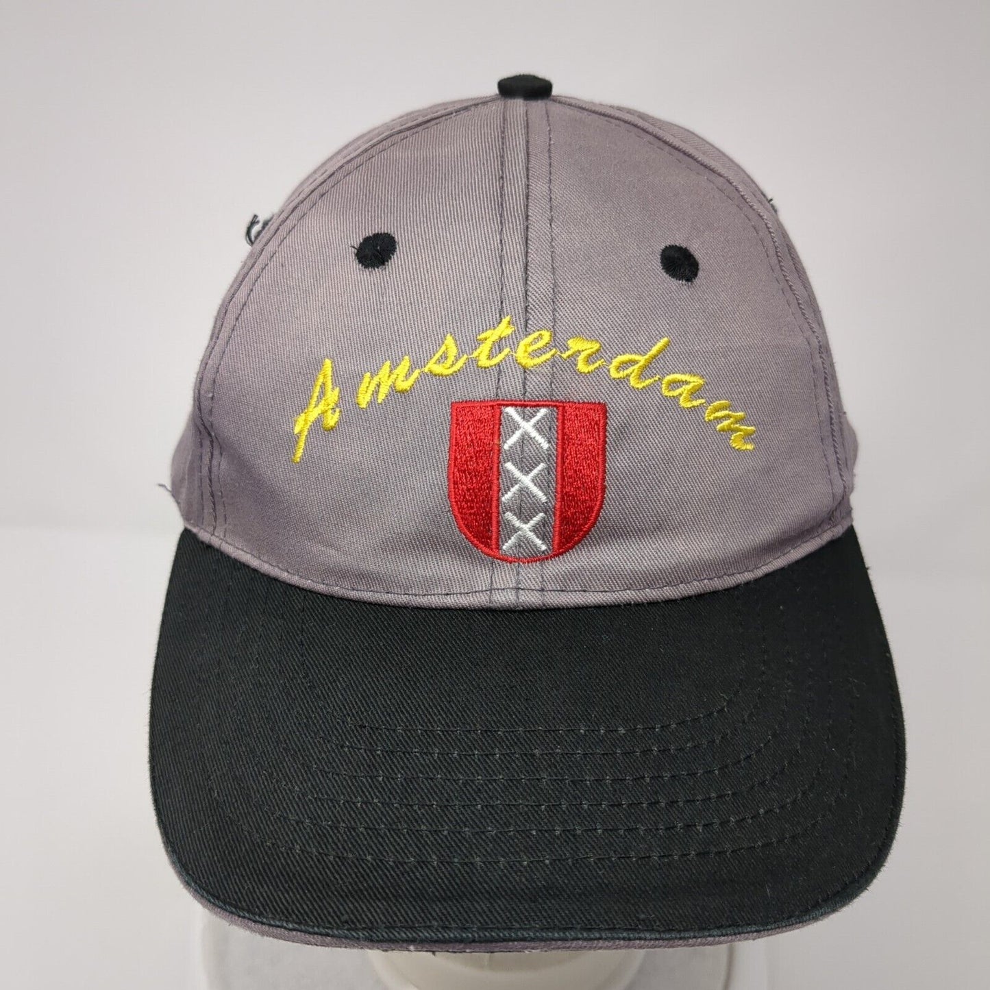 Amsterdam Holland Slideback Hat Gray Size 59cm Adjustable Embroidered Cotton