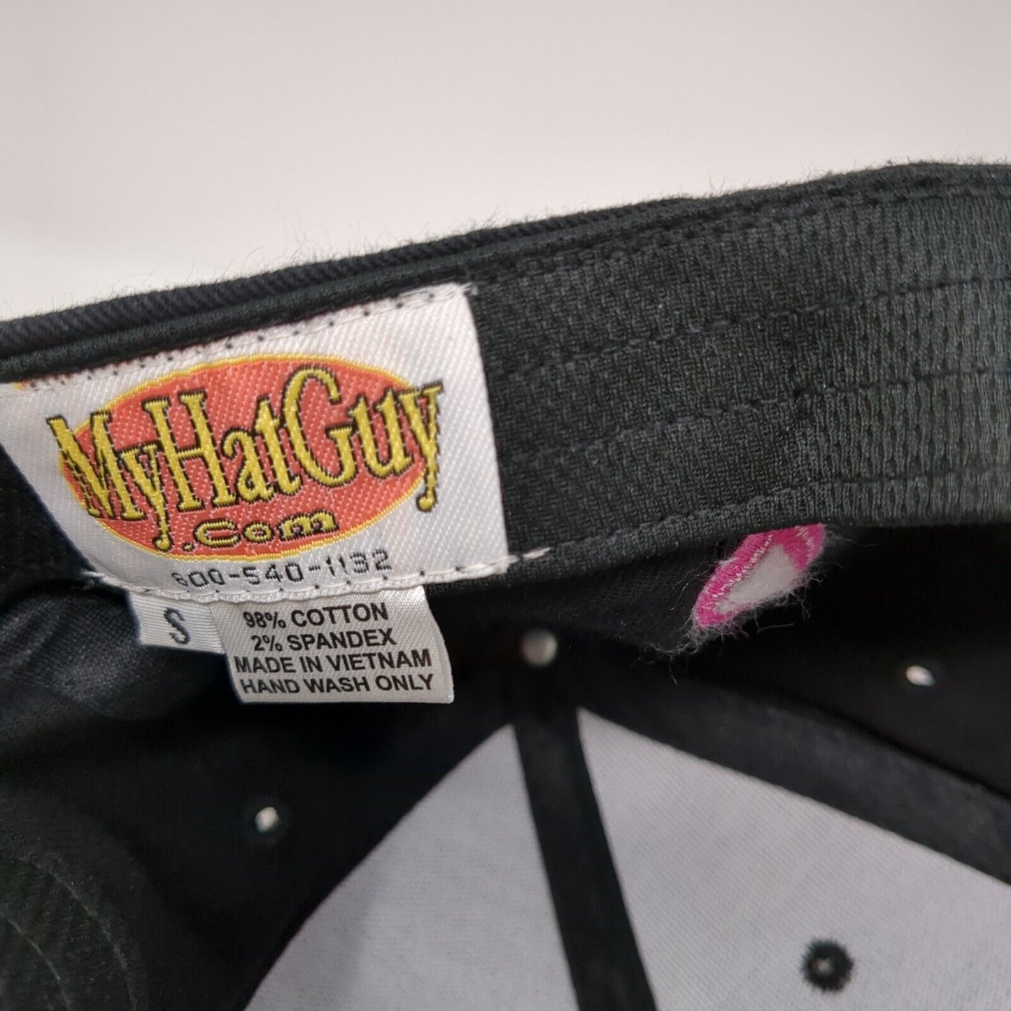 BB Pink Ribbon Cancer Awareness Fitted Hat Black Small Embroidered MyHatGuy.com