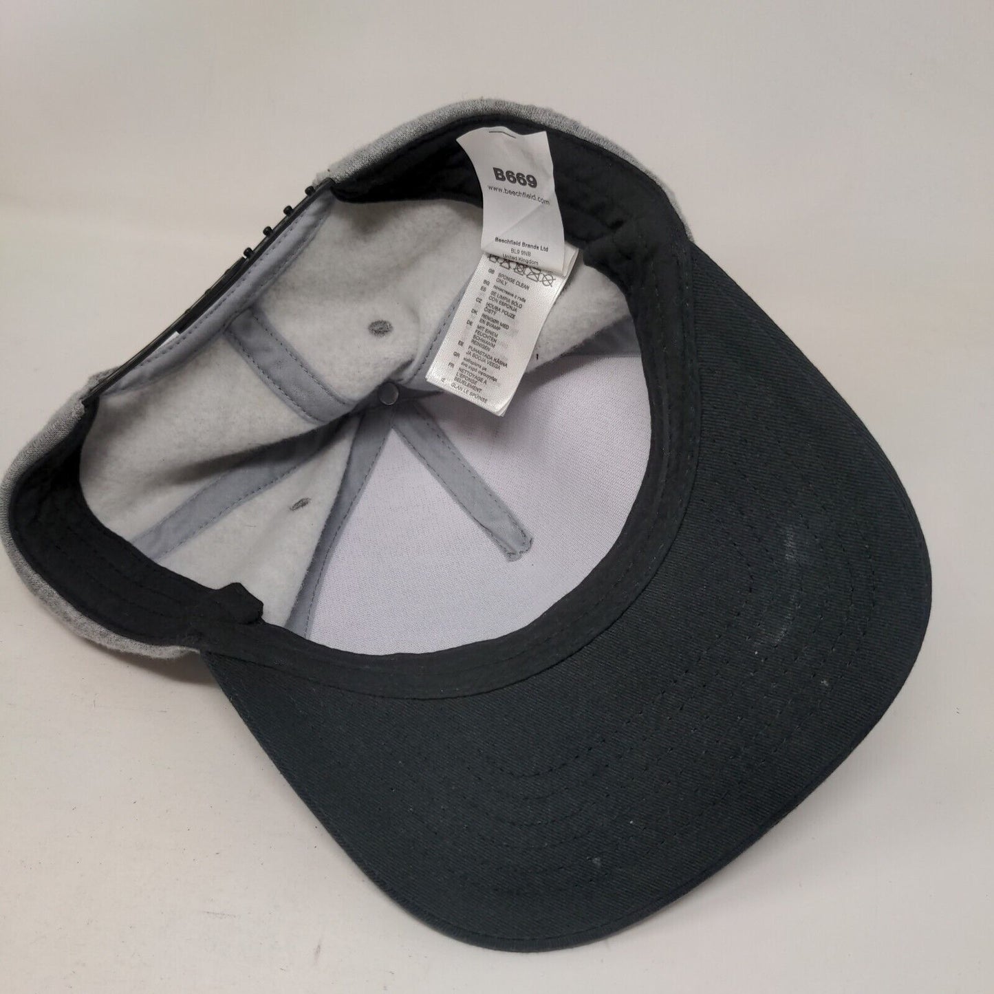 Beechfield Snapback Hat Gray One Size Adjustable Colorblock 6 Panel Blank