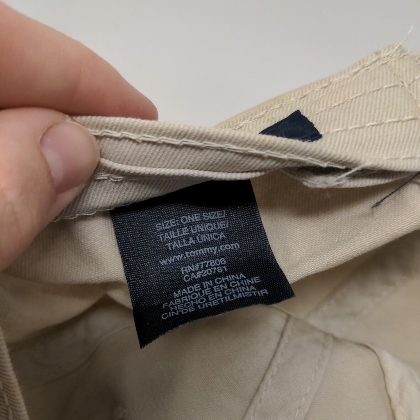 Tommy Hilfiger Slideback Hat Tan One Size Embroidered Logo 6 Panel