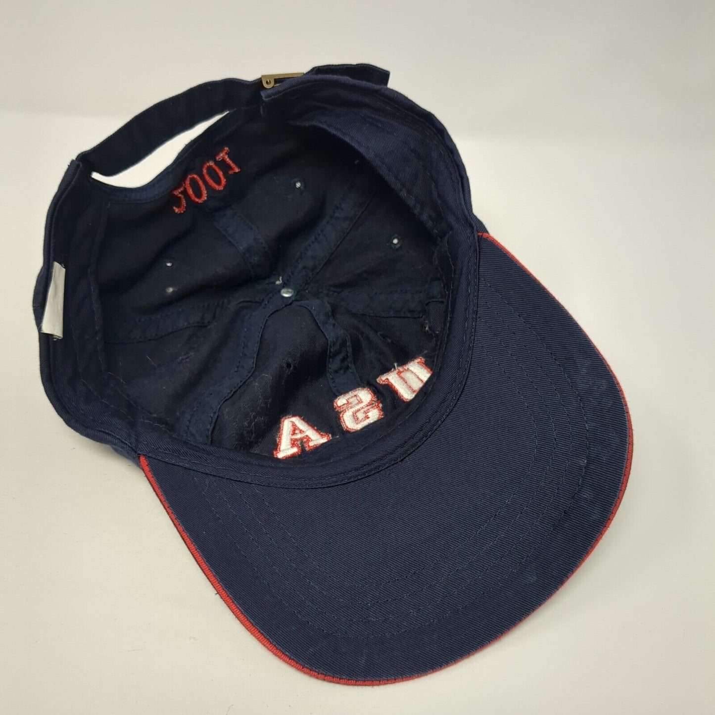 USA Flag 2001 Slideback Hat Blue One Size Solid Adjustable Embroidered