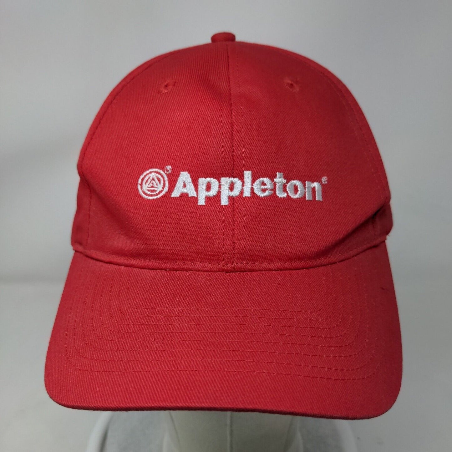 Appleton Strapback Hat Red OSFA Adjustable Embroidered Vented Holes 6 Panel KC