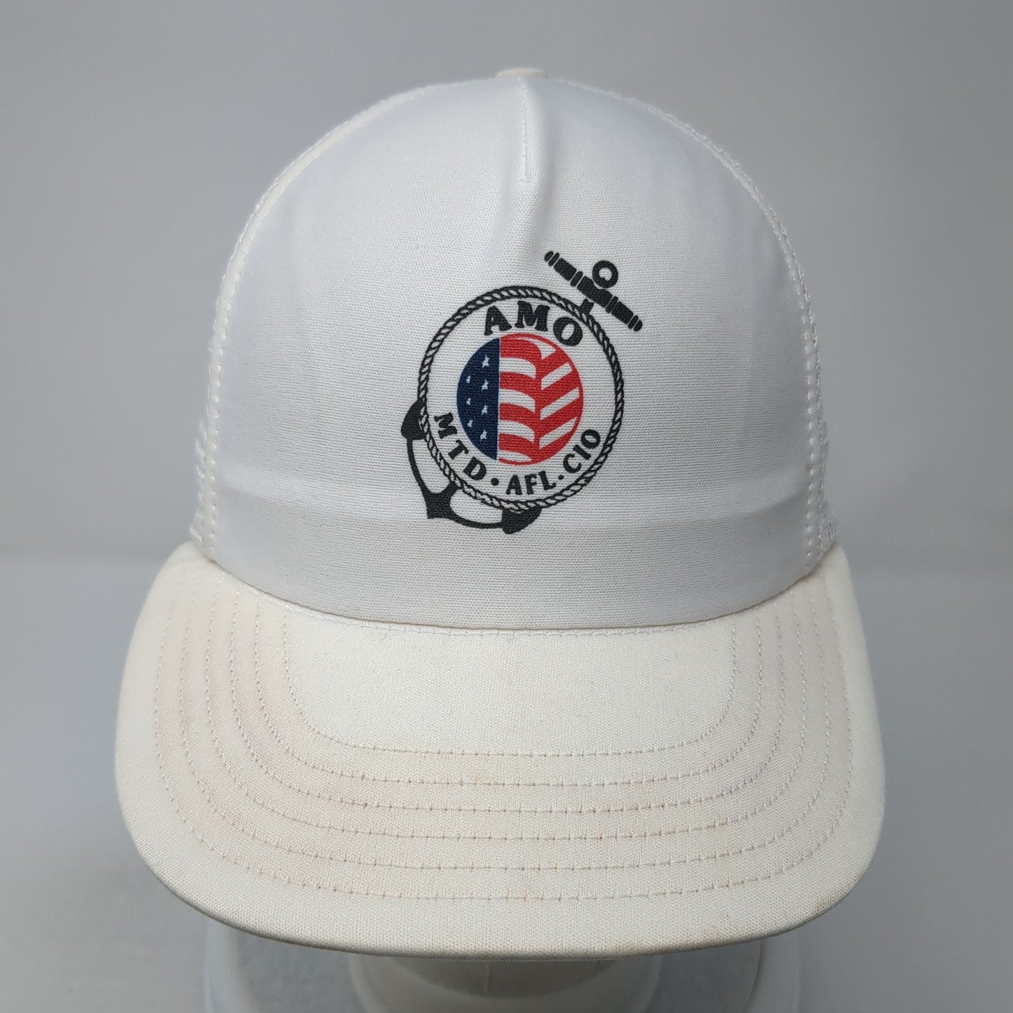AMO MTD AFL CIO Snapback Trucker Hat White One Size Mesh Back USA
