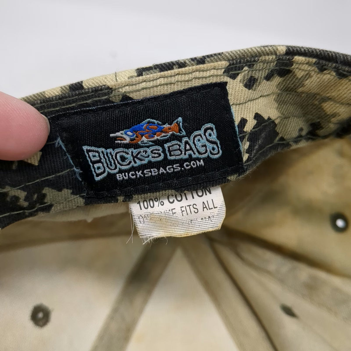 Buck's Bags Baseball Cap Beige Black Digital Camo OSFM The Land Group Inc Hat