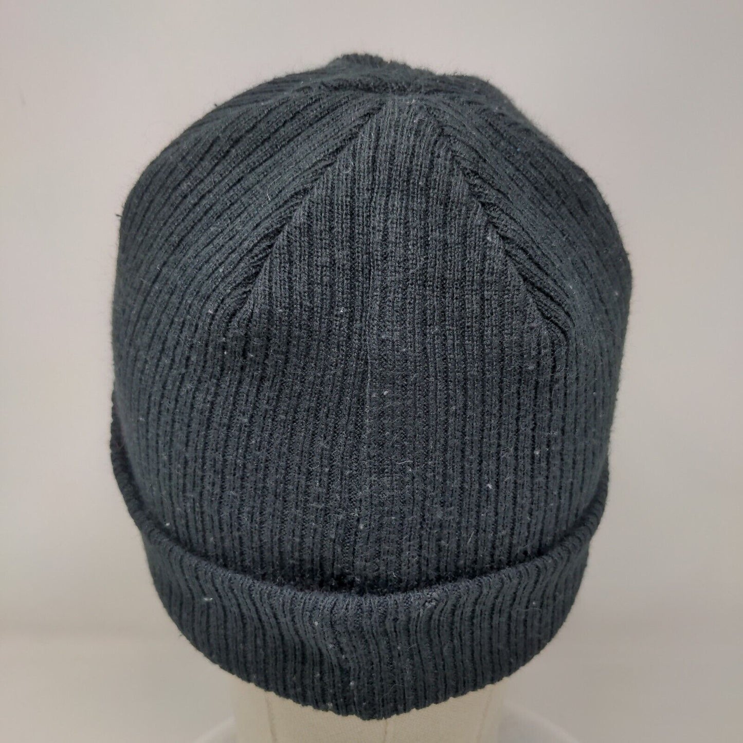 Champion Beanie Hat Black OSFA Stretch Knitted Embroidered Logo Cuffed