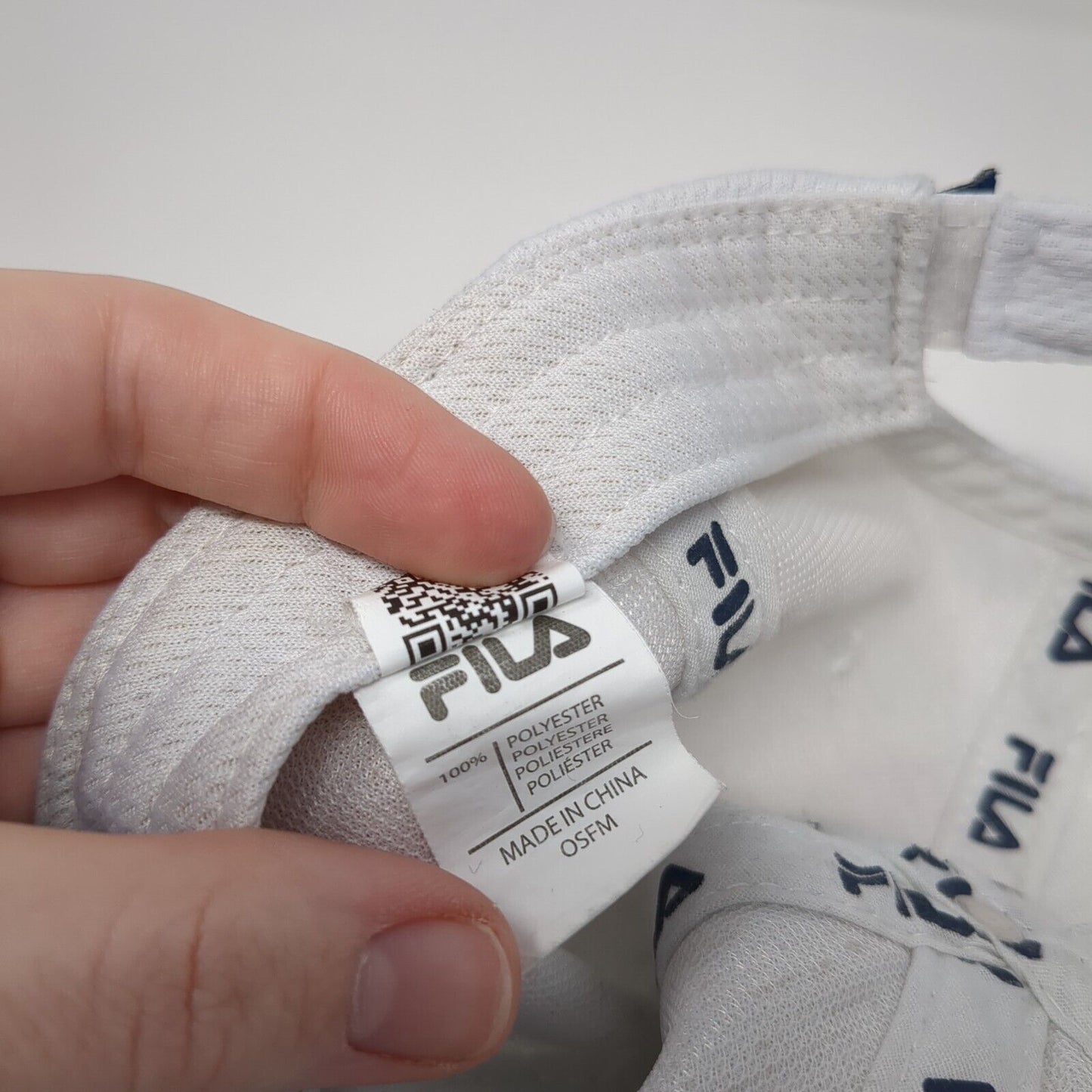 FILA Strapback Hat White One Size Adjustable Embroidered 6 Panel Polyester