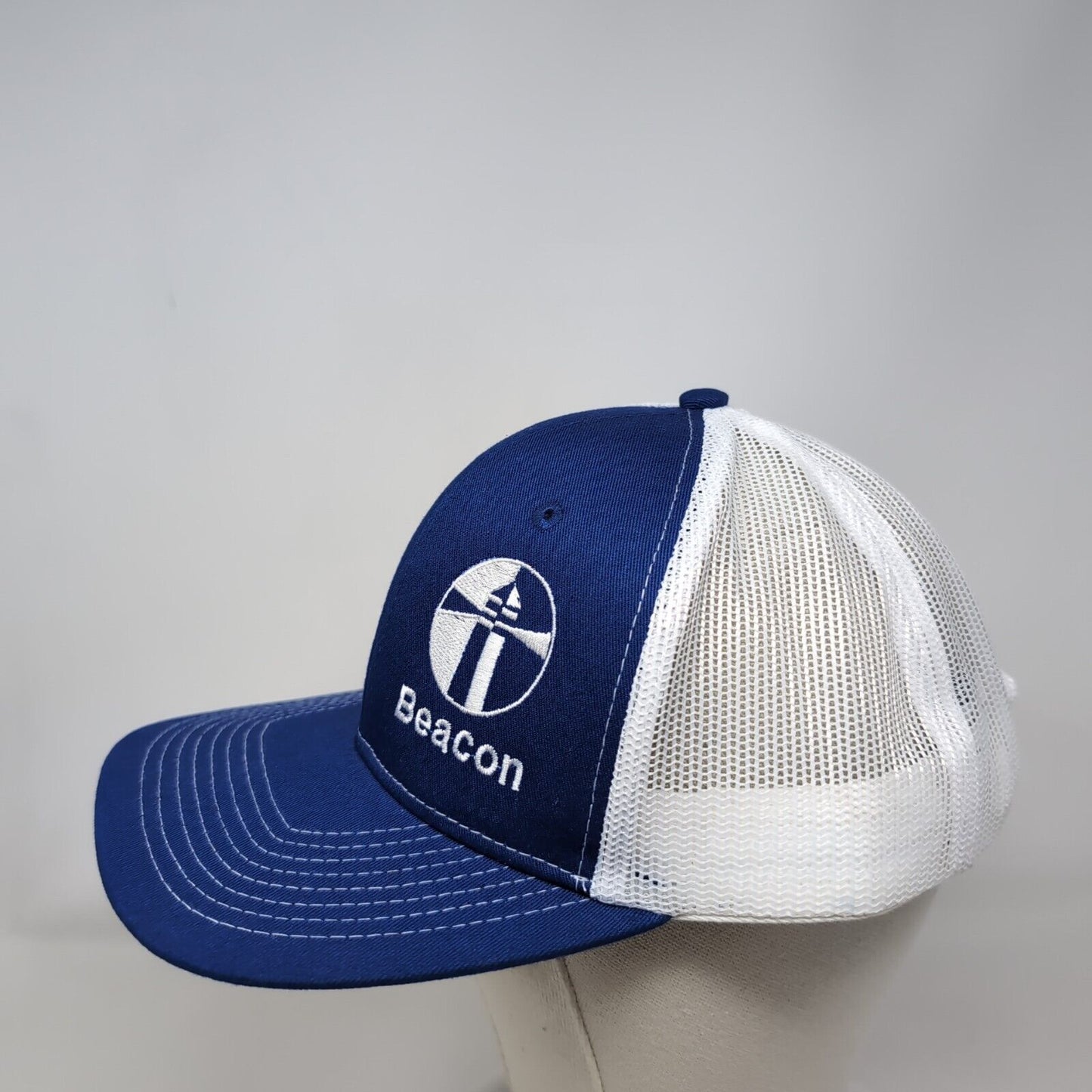 Beacon Snapback Trucker Hat Blue One Size Adjustable Mesh Back Port Authority