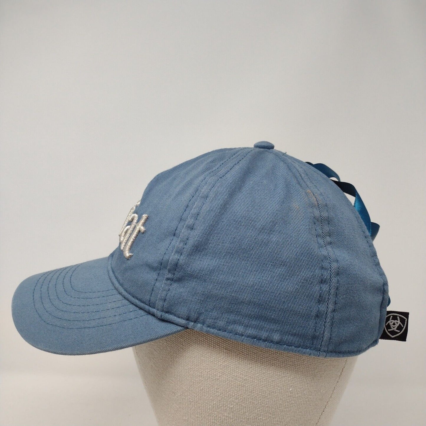 Ariat Criss Cross Strapback Hat Blue OSFA Embroidered Stretch 6 Panel Cotton
