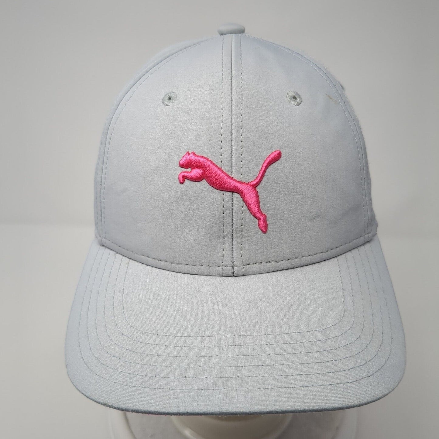 PUMA Fitted Hat Gray Small/Medium Embroidered Logo 6 Panel Stretch