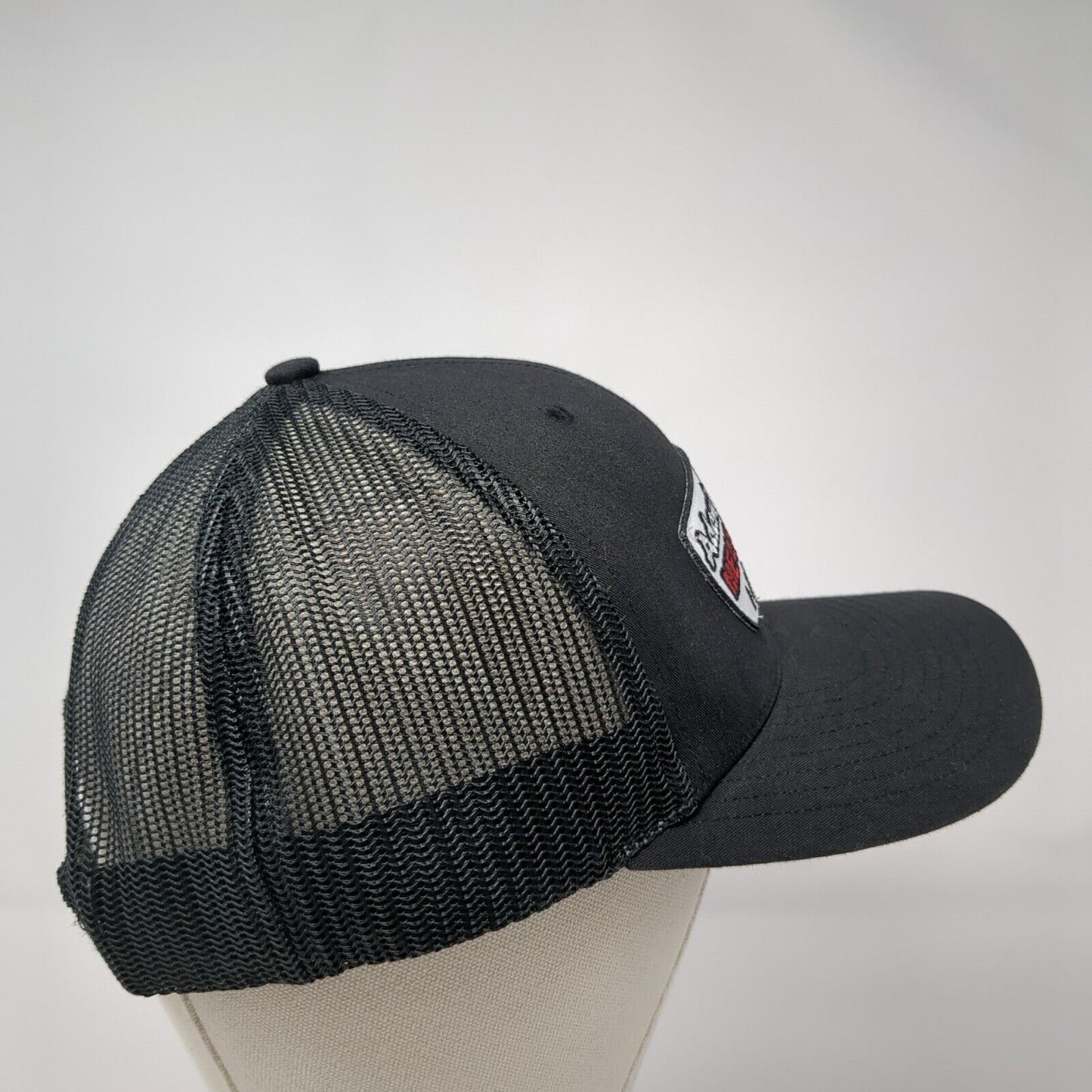 Adam's Meat Shop Patch Snapback Trucker Hat Black One Size Mesh Back