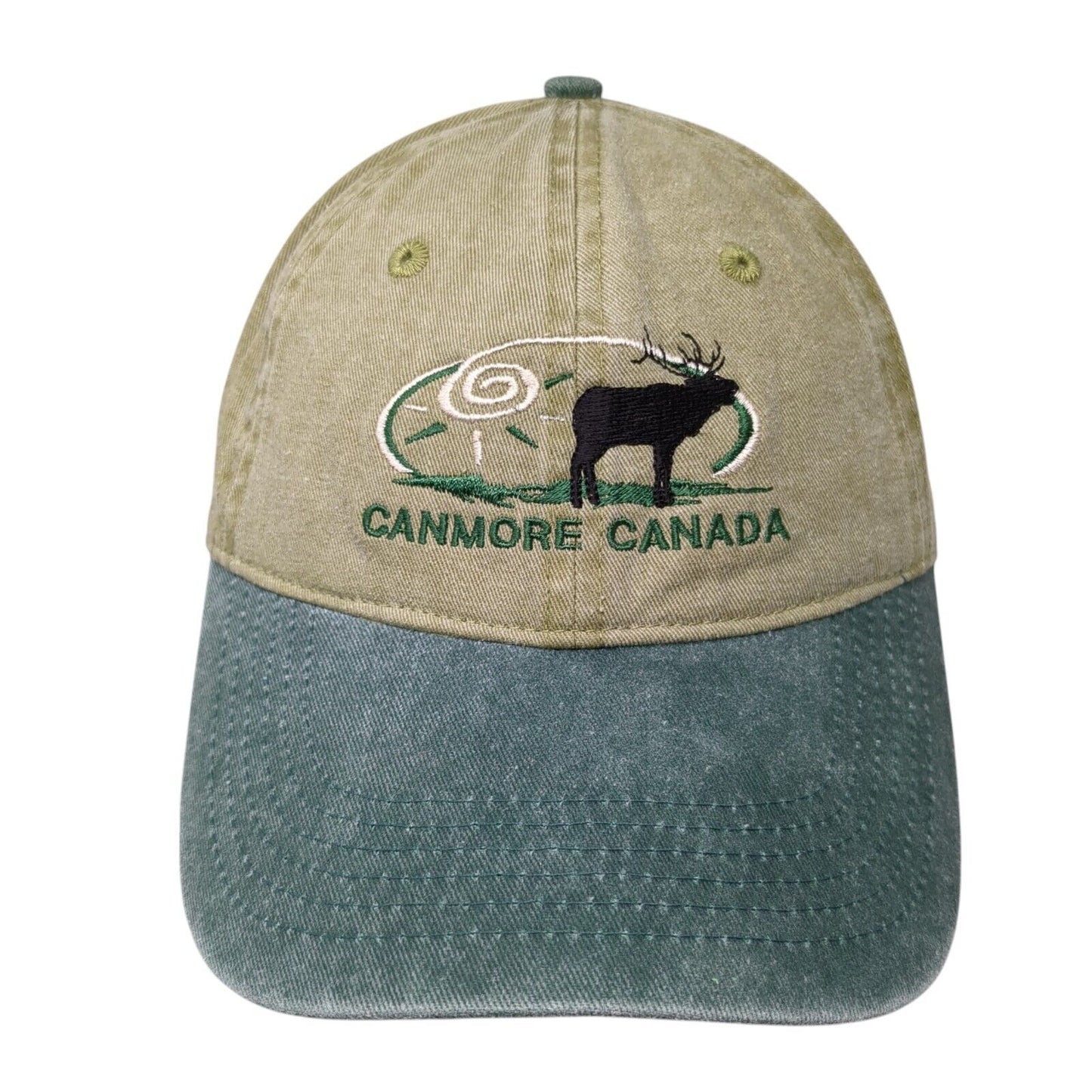 Canmore Canada Adult Slideback Hat Green OS Adjustable Embroidered Patriotic