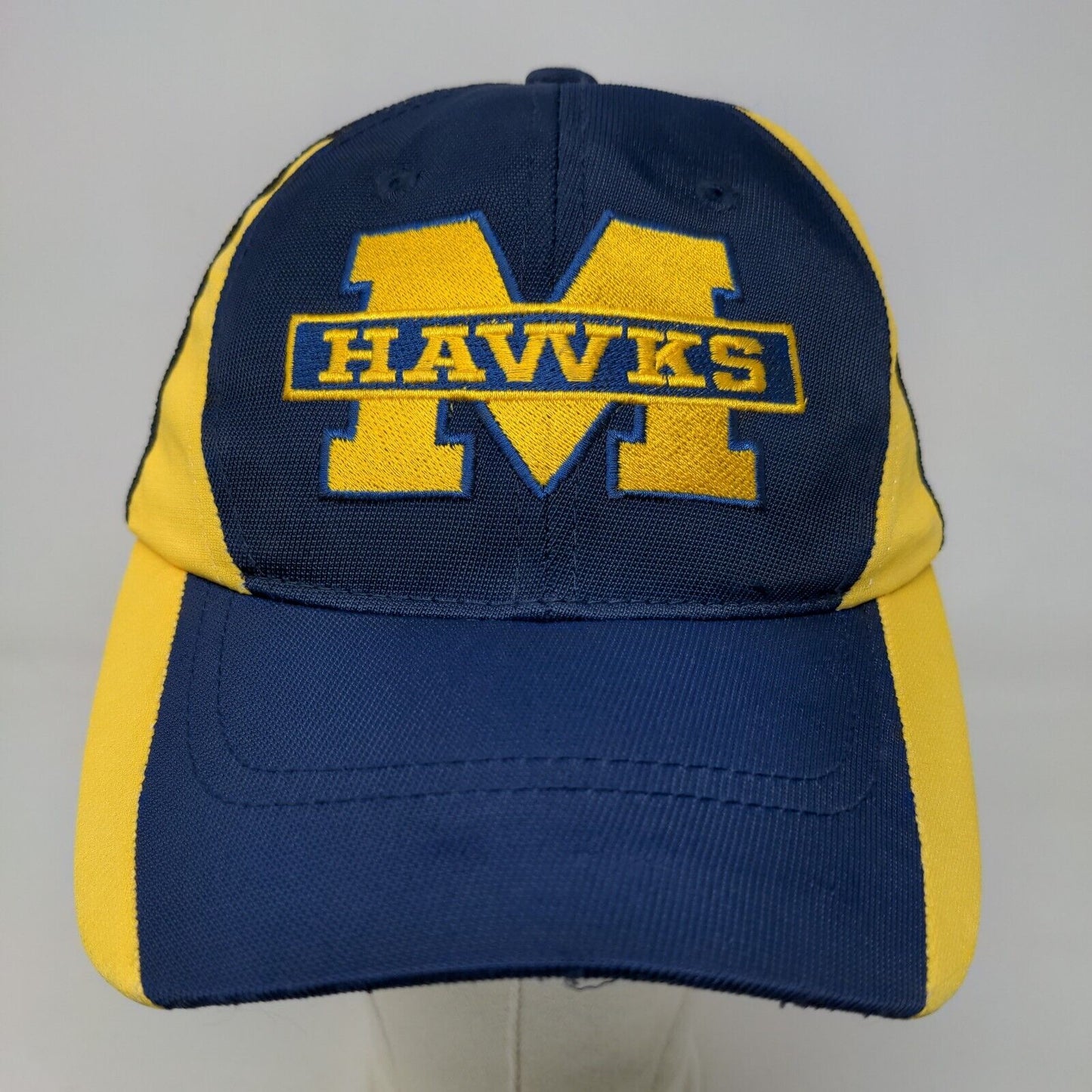 Sport Tek Women's Strapback Hat Blue Gold Michigan Hawks Embroidered Logo