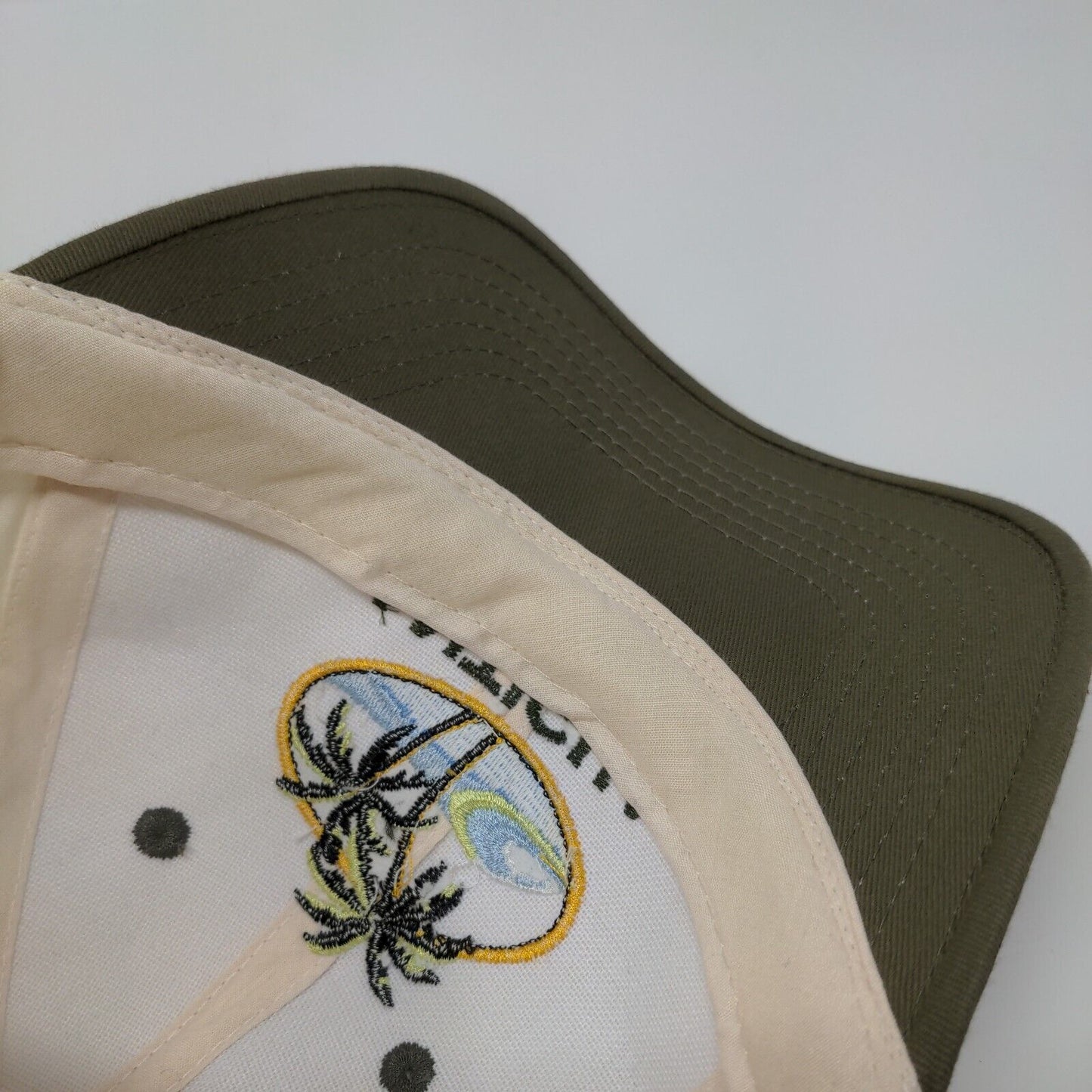 Antigua Palm Trees Strapback Hat Cream OSFA Adjustable Embroidered