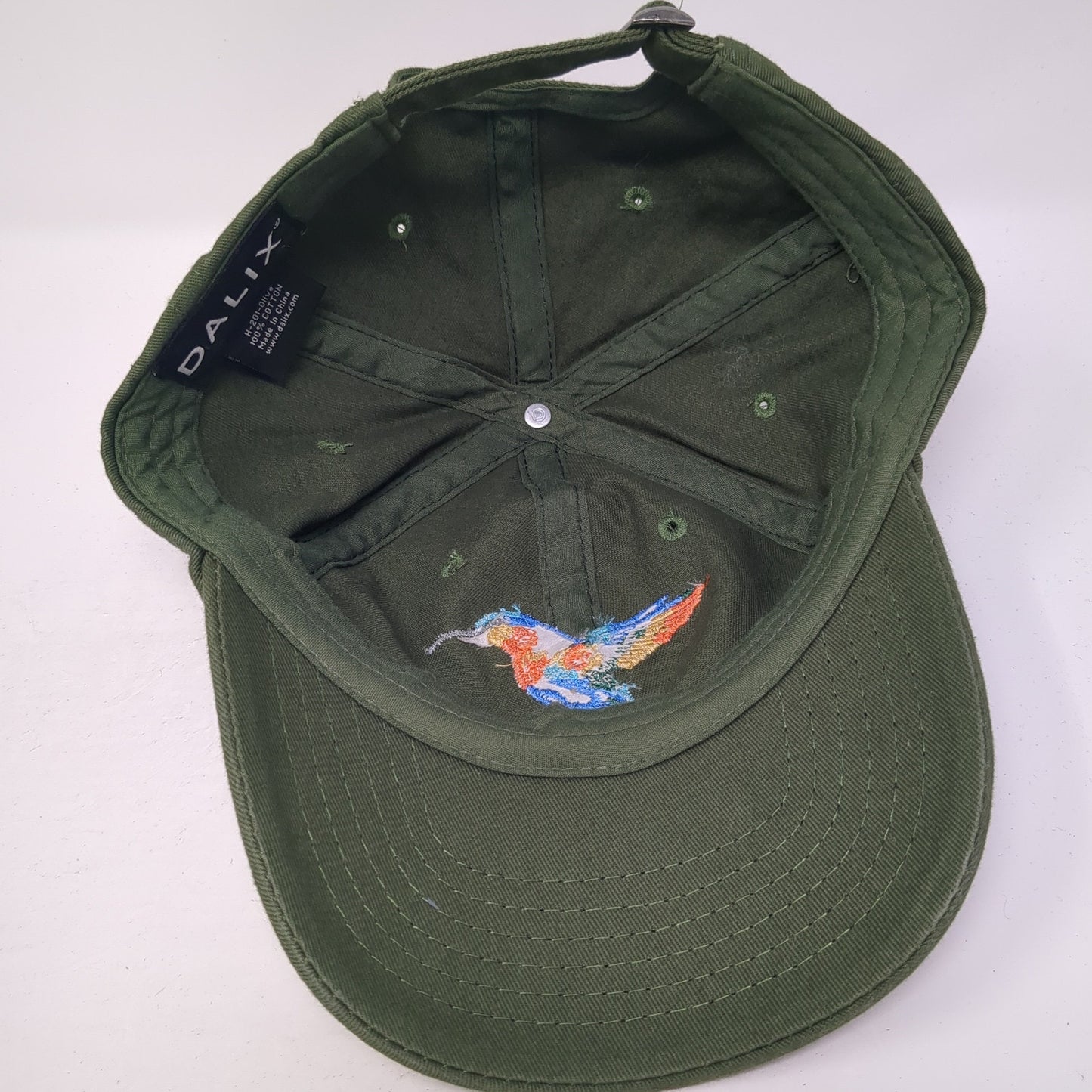 Hummingbird Slideback Hat Green One Size Adjustable Embroidered Dalix