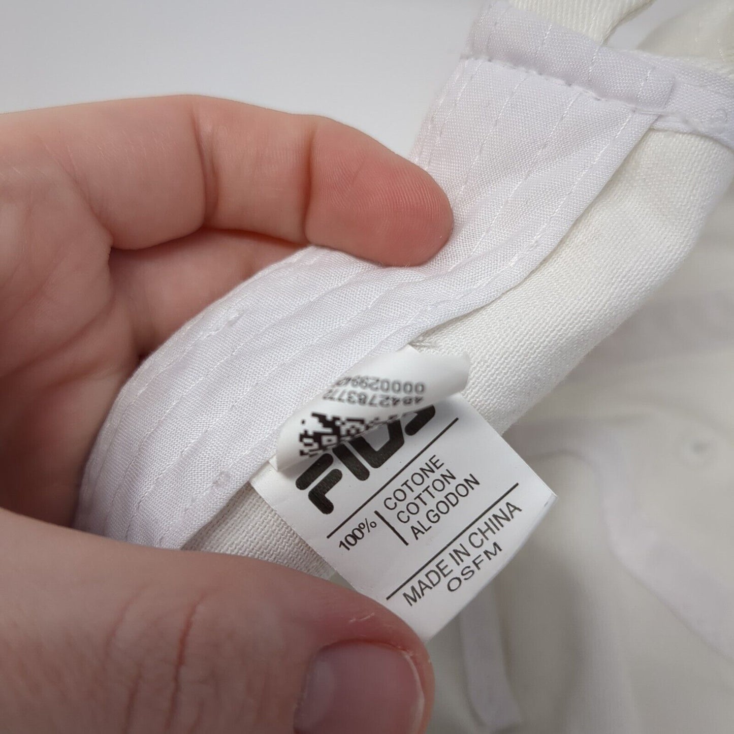 FILA Slideback Hat White One Size Adjustable Embroidered Vented Holes Cotton