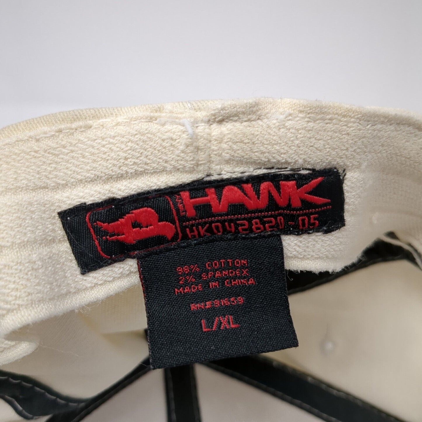 Tony Hawk Fitted Hat White L/XL Embroidered Stretch A-Flex 6 Panel