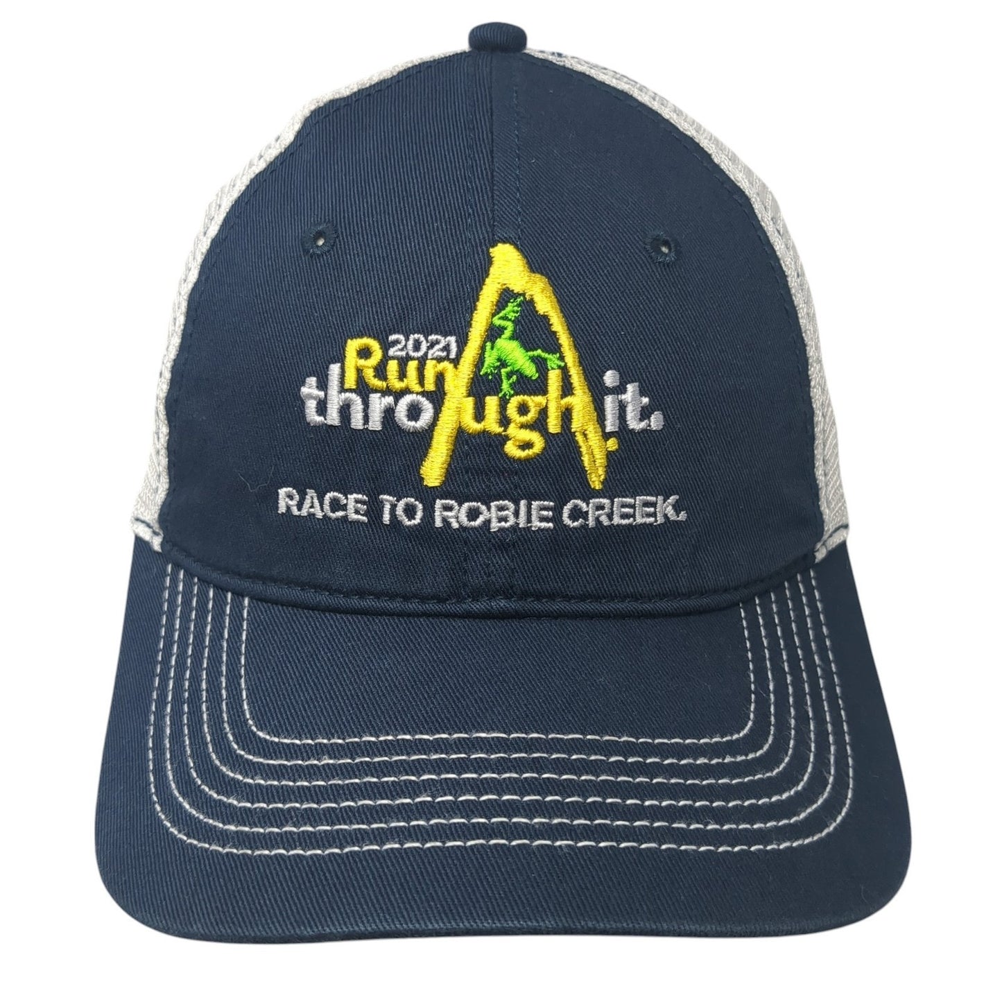 2021 Run Through It Race To Robie Creek Trucker Hat Blue OS Adjustable District