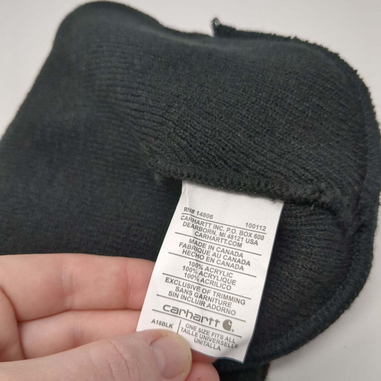 Carhartt Patch Knit Beanie Hat Black One Size Solid Stretch Outdoor