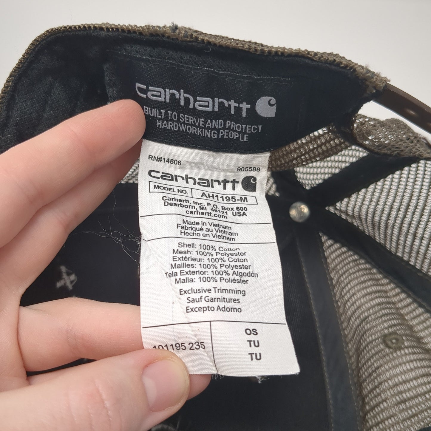 Carhartt Spell Out Snapback Trucker Hat Brown One Size Solid Mesh Back