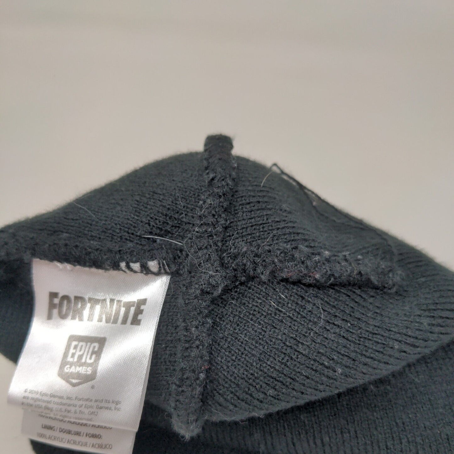 Fortnite Beanie Hat Black OSFM Knitted Embroidered Stretch Epic Games