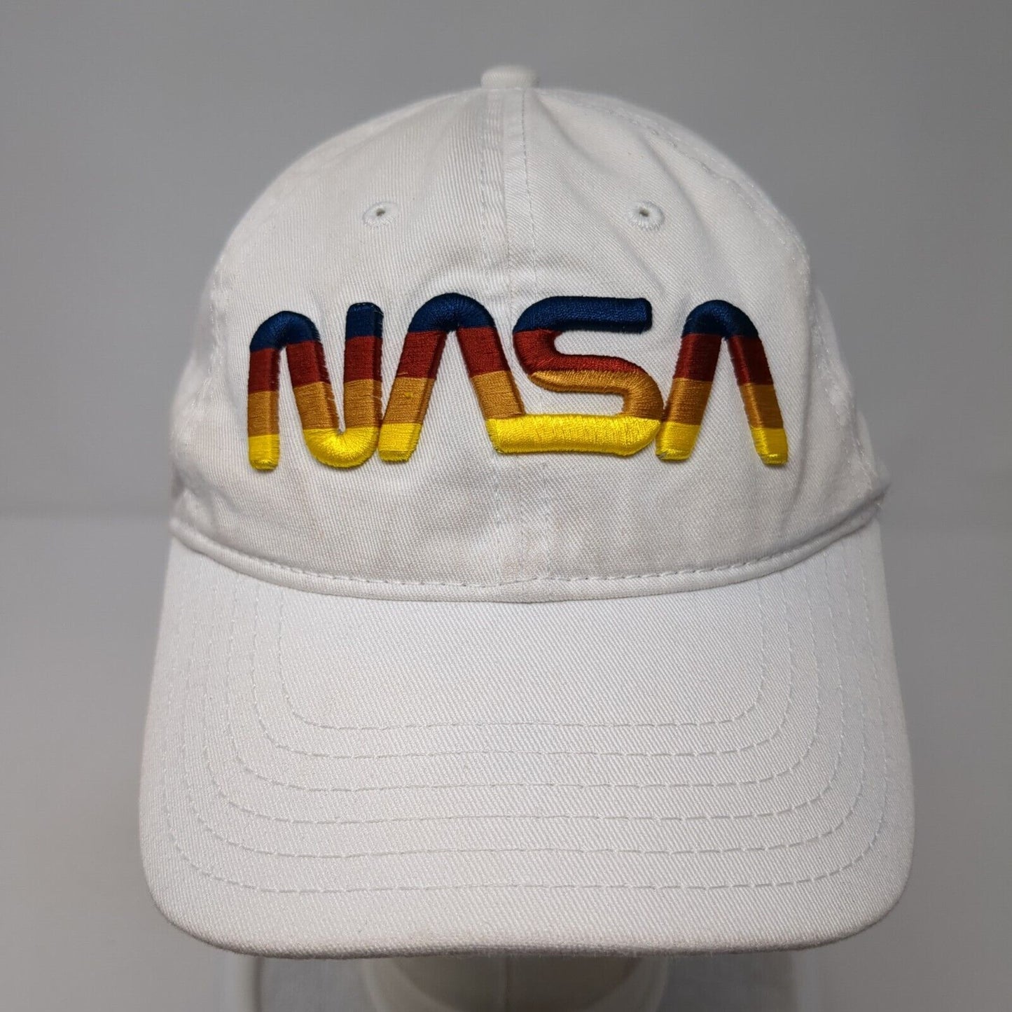 NASA Slideback Hat White One Size Adjustable Embroidered Logo Mad Engine