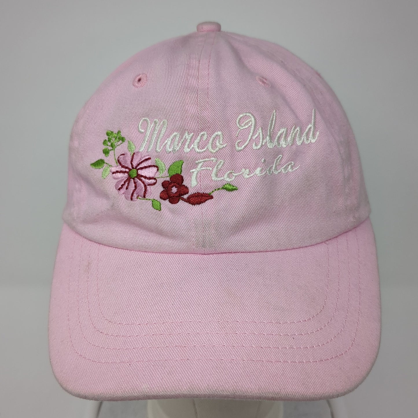 Marco Island Florida Slideback Hat Pink Medium Adjustable Embroidered