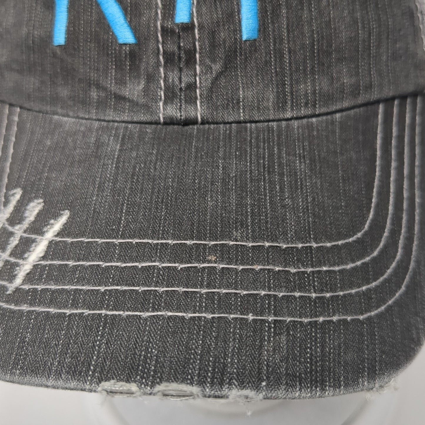R+F Trucker Hat Gray One Size Adjustable Embroidered Distressed Mesh Back