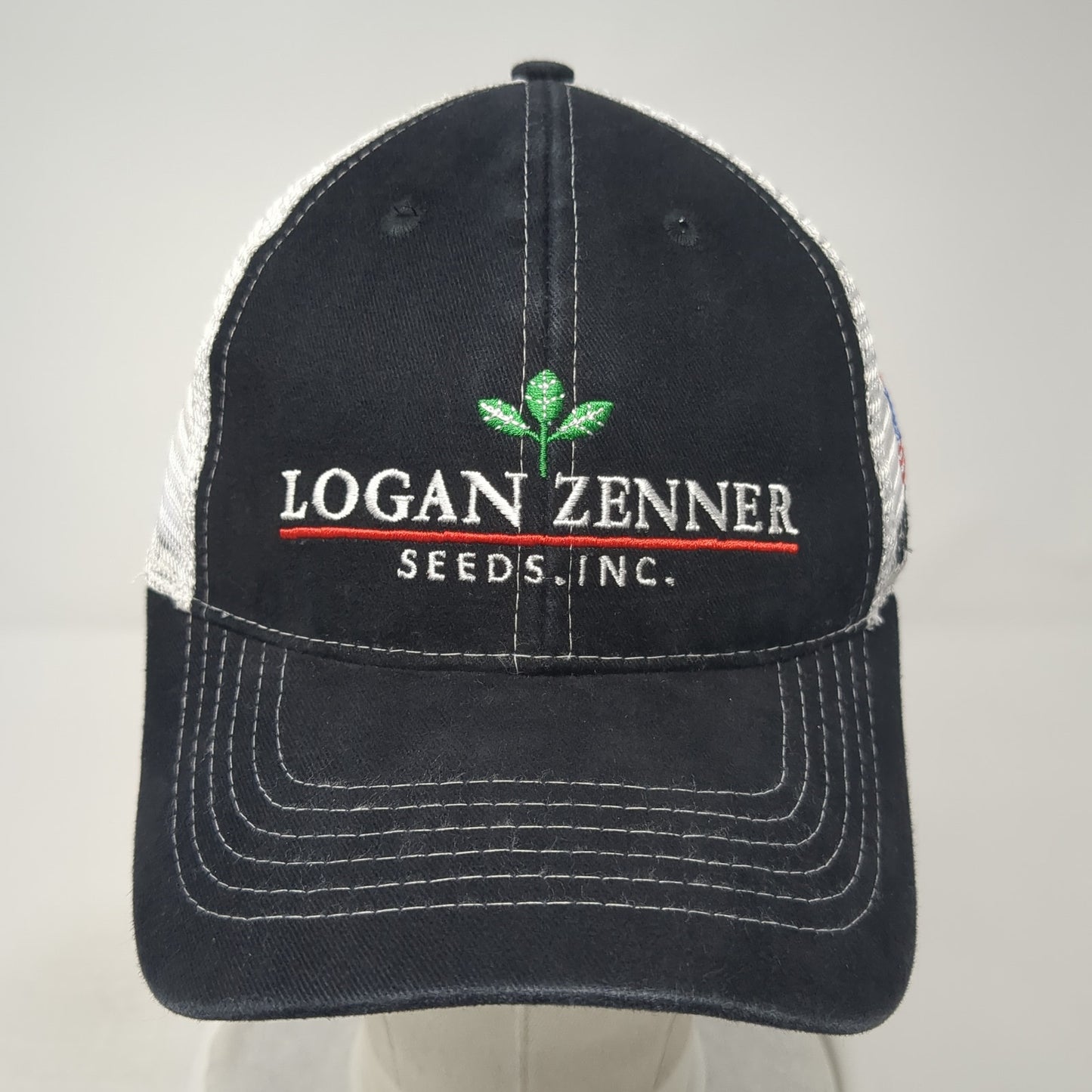 Logan Zenner Seeds Inc. Strapback Trucker Hat Black One Size Mesh Back