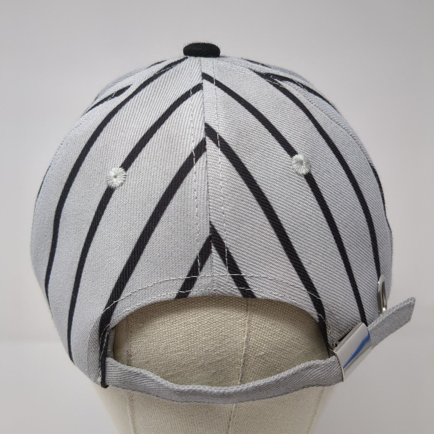 Unbranded Slideback Hat Gray One Size Adjustable Striped 6 Panel Blank