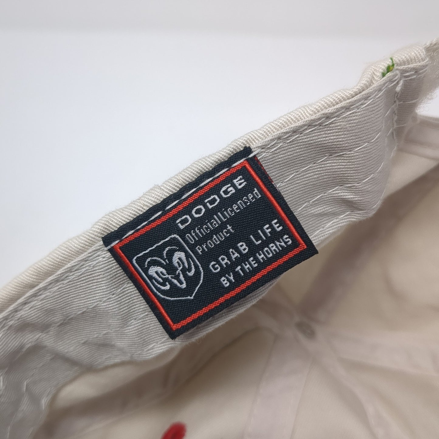 Dodge Logo Strapback Hat Beige One Size Adjustable Solid Embroidered