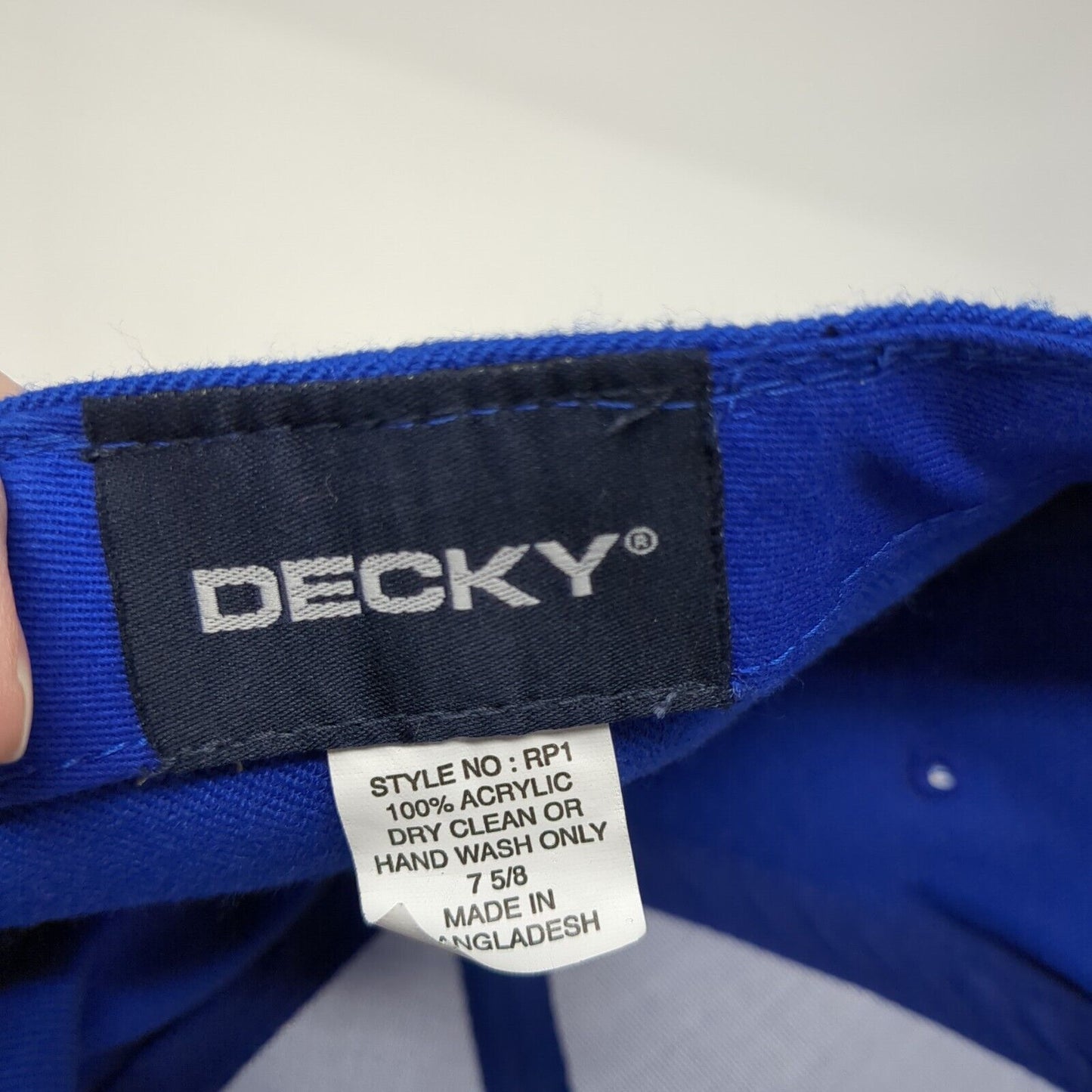 Decky Fitted Hat Blue Size 7 5/8 Lightweight Vented Holes 6 Panel Blank