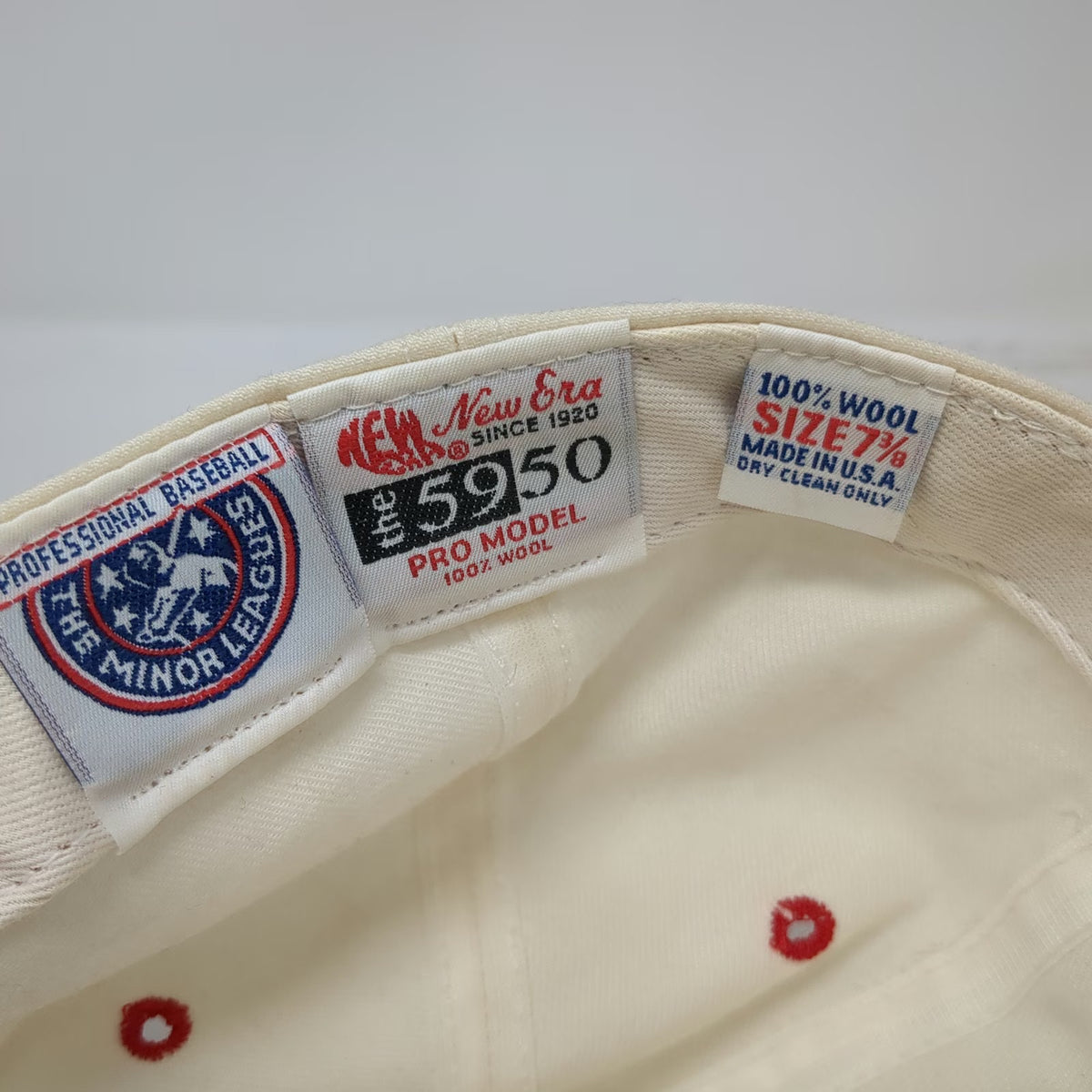 Boise Hawks Minor League New Era Cap Beige Black Red 7 3/8 Wool Made in USA 5950