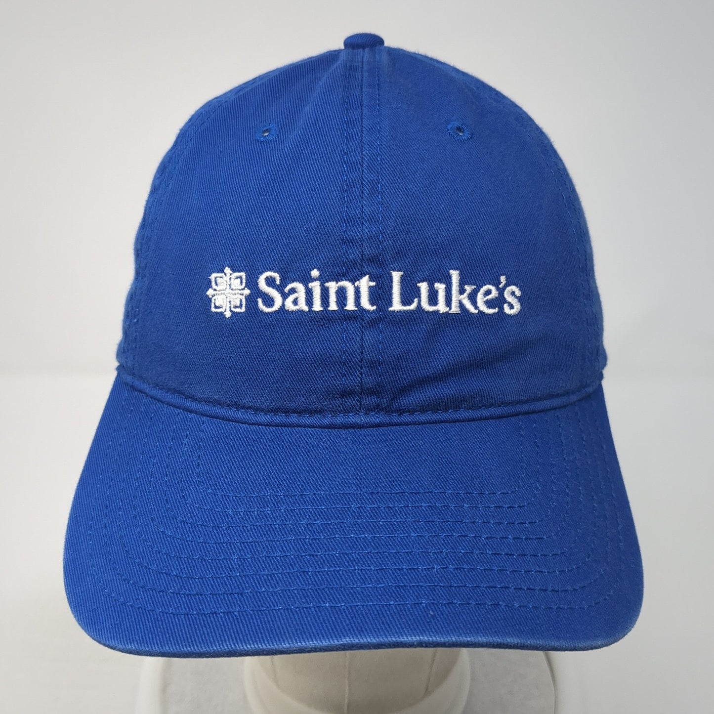 Saint Luke's Slideback Hat Blue One Size Adjustable Embroidered Outdoor