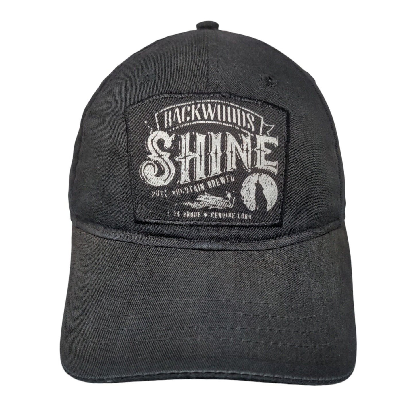 Backwoods Shine Snapback Hat Black One Size Adjustable Solid 6 Panel