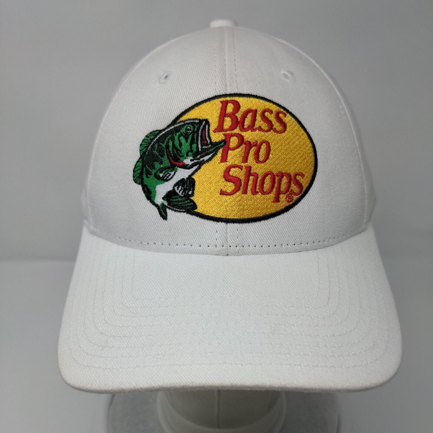 Bass Pro Shops Snapback Hat White OSFM Solid Gone Fishing Embroidered