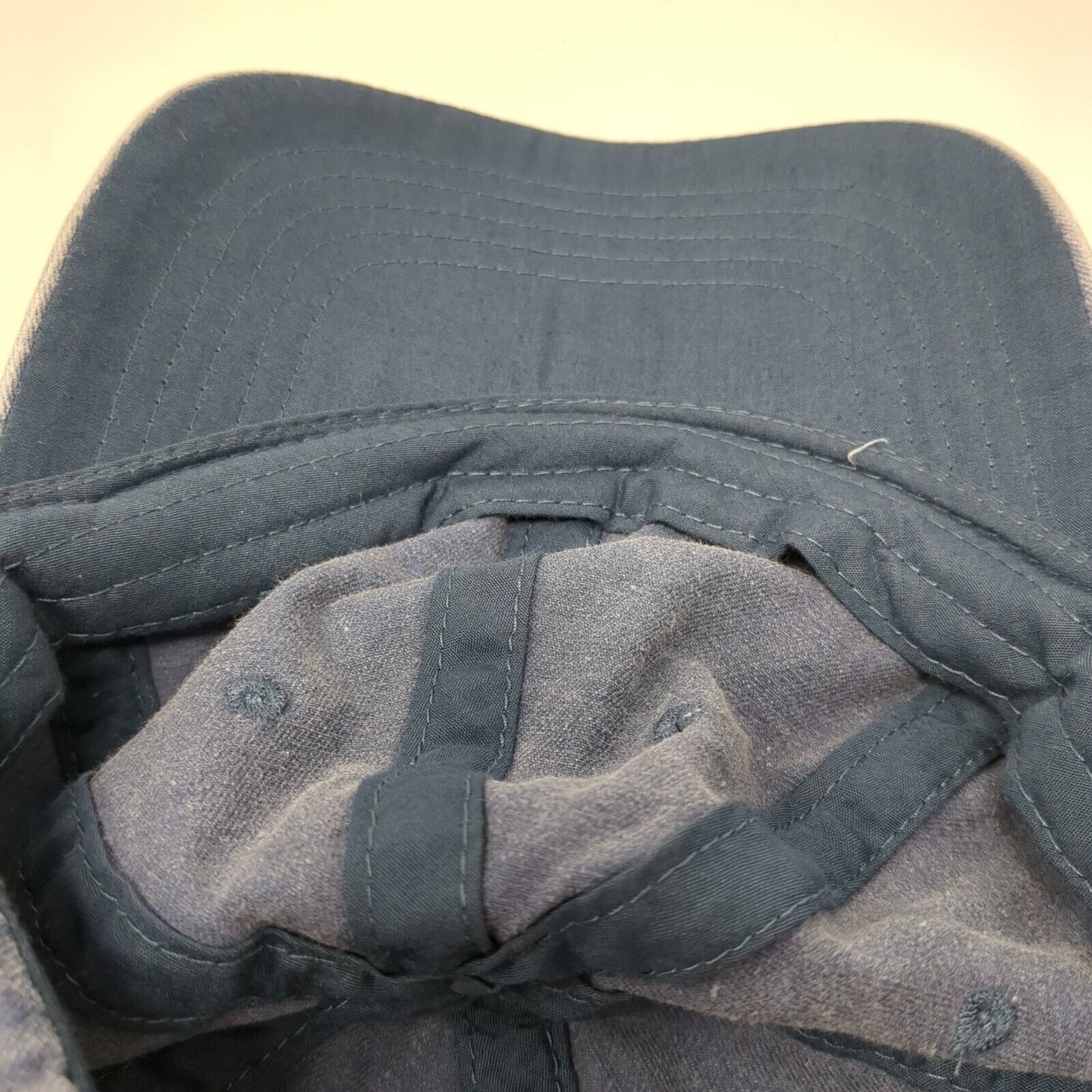 Unbranded Strapback Hat Blue OS Adjustable Vented Holes 6 Panel Denim Blank
