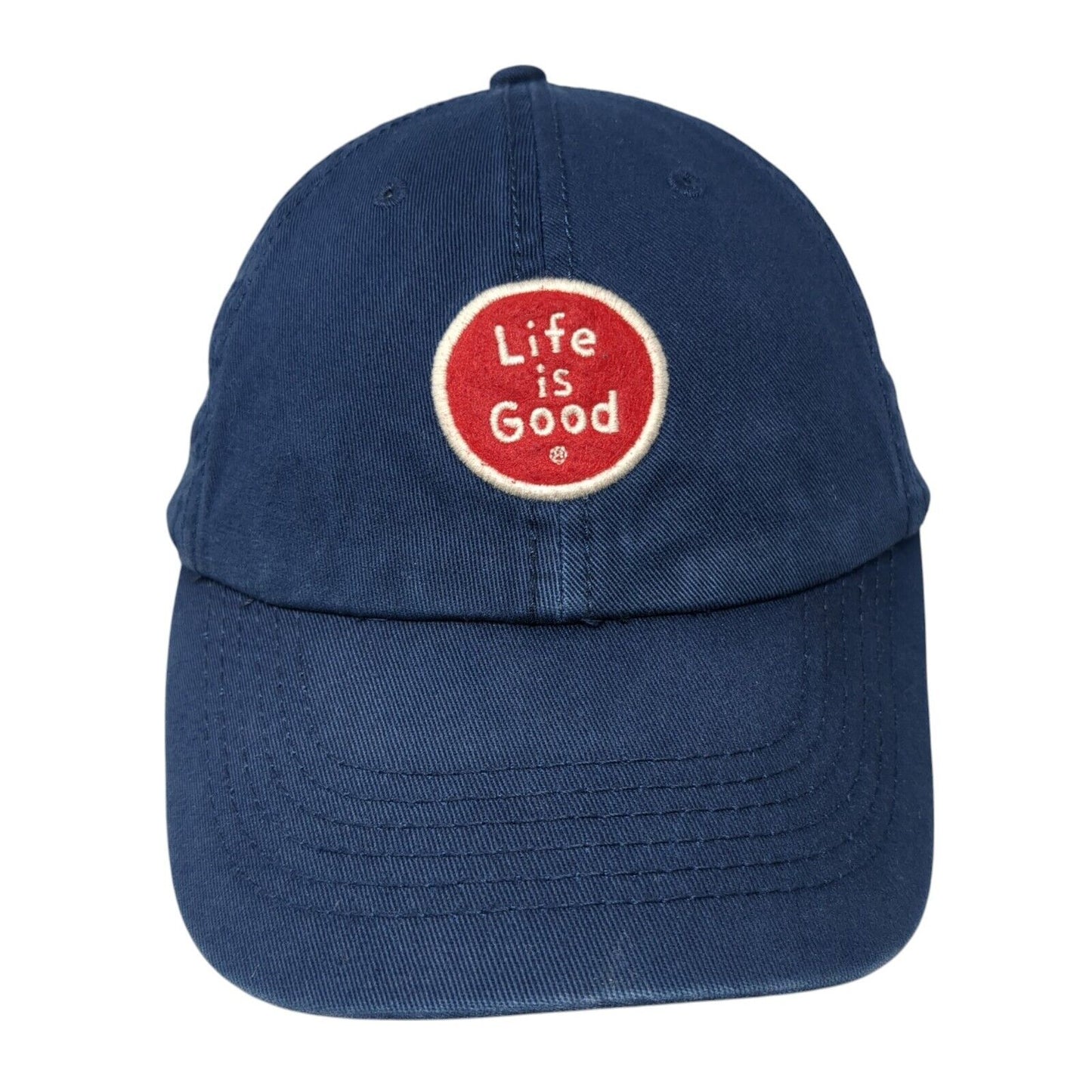 Life Is Good Slideback Hat Blue One Size Adjustable Embroidered Solid