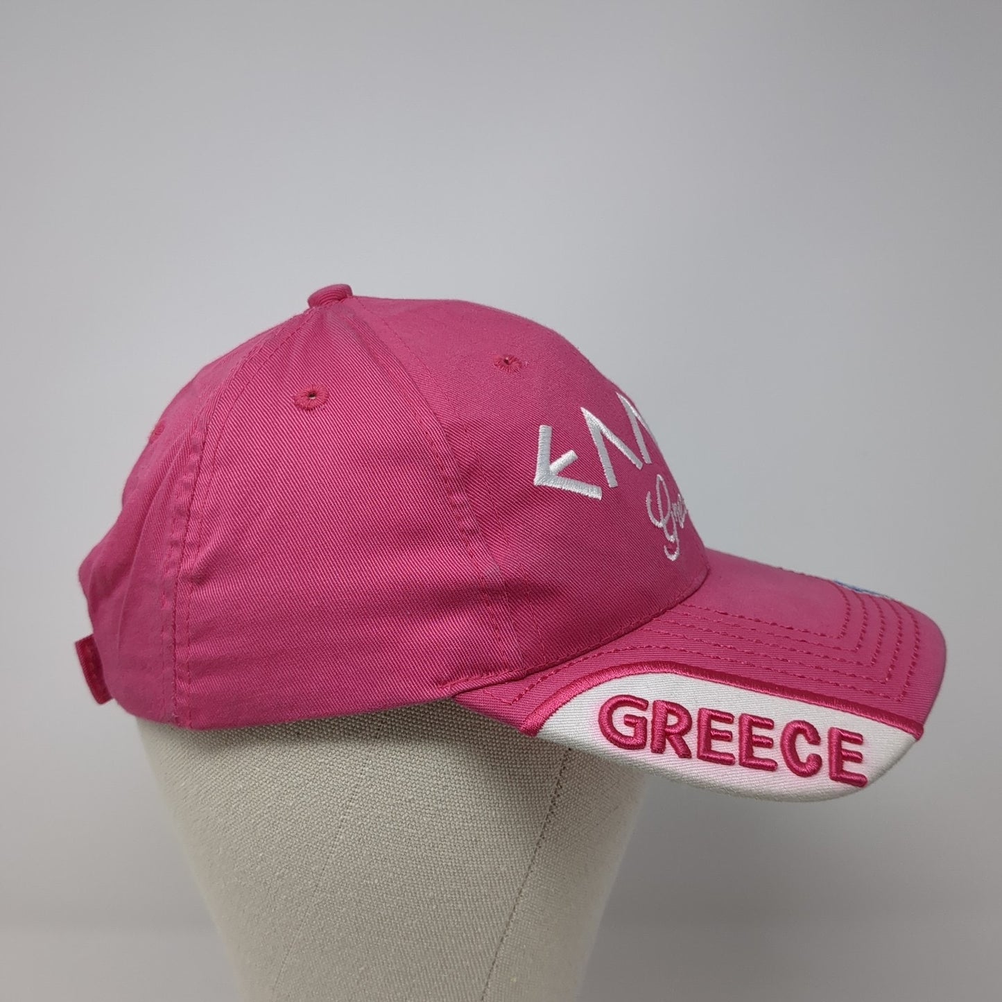 Greece Strapback Baseball Cap Pink One Size Adjustable Embroidered Patriotic