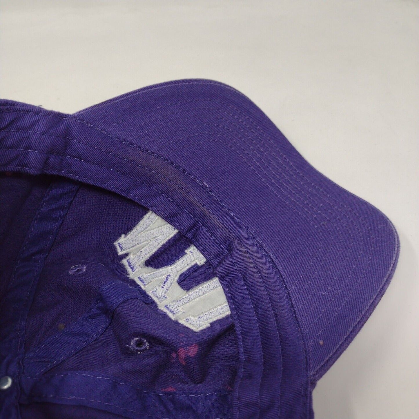 NYU New York University Slideback Hat Purple OSFA Embroidered Distressed