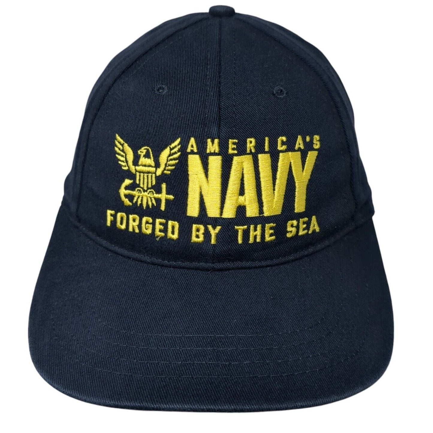 America's Navy Forged By The Sea Strapback Hat Blue One Size Adjustable