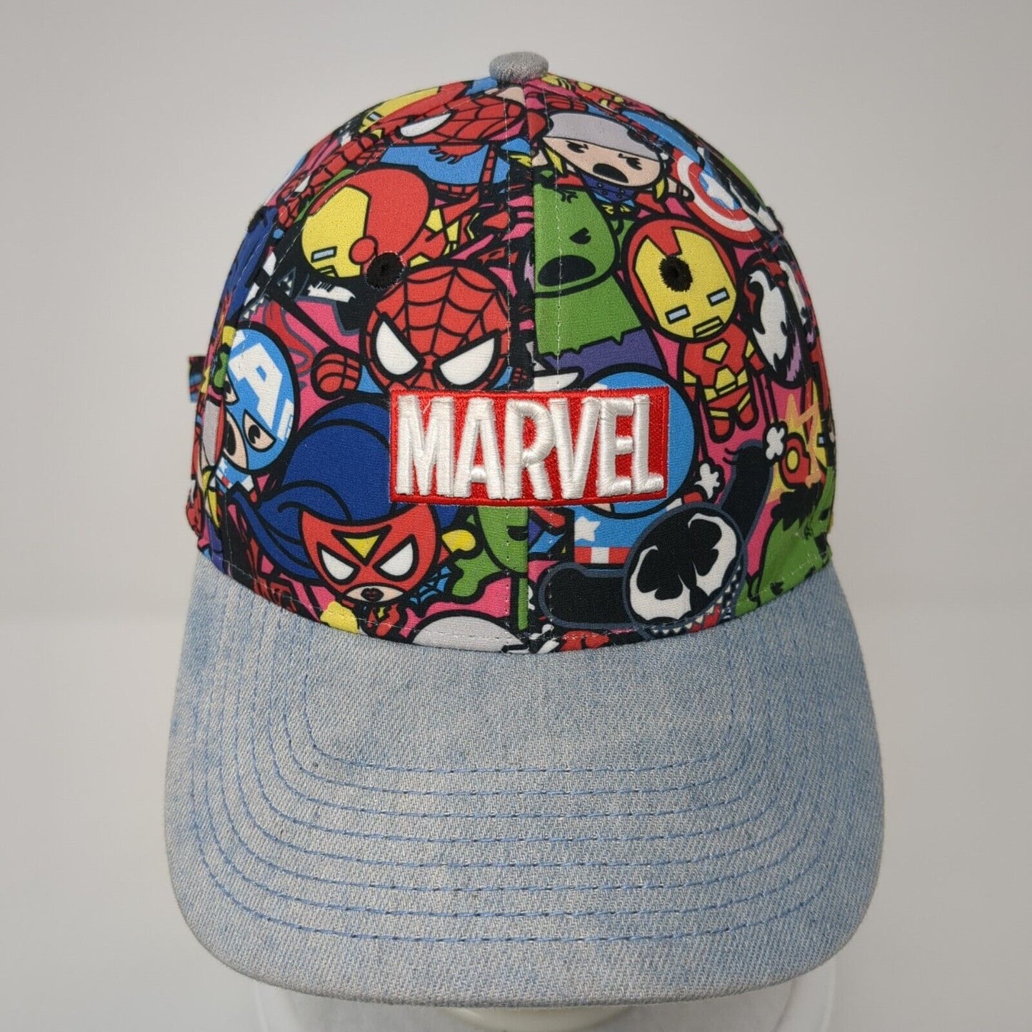 Marvel Slideback Hat Multicolor One Size Adjyustable Chibis Characters 6 Panel