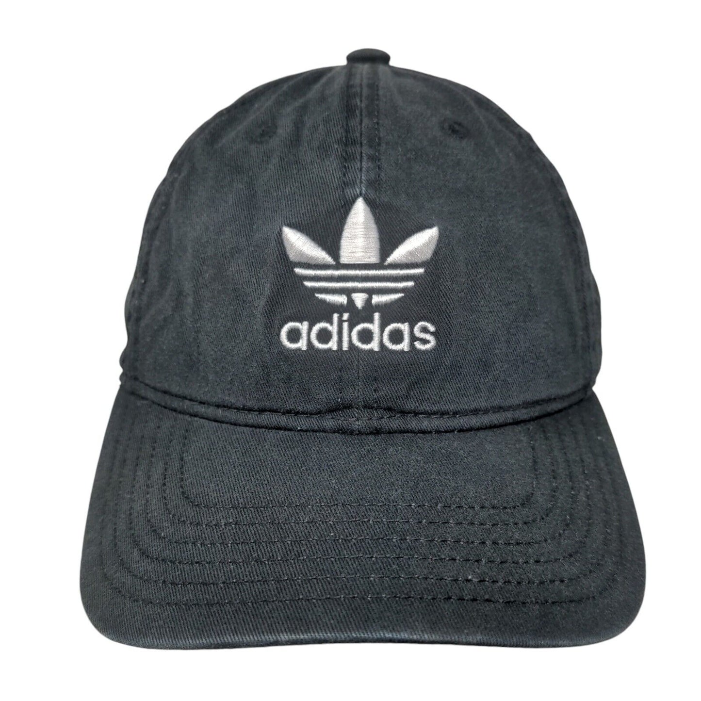 Adidas Slideback Hat Black One Size Adjustable Embroidered Trefoil 6 Panel