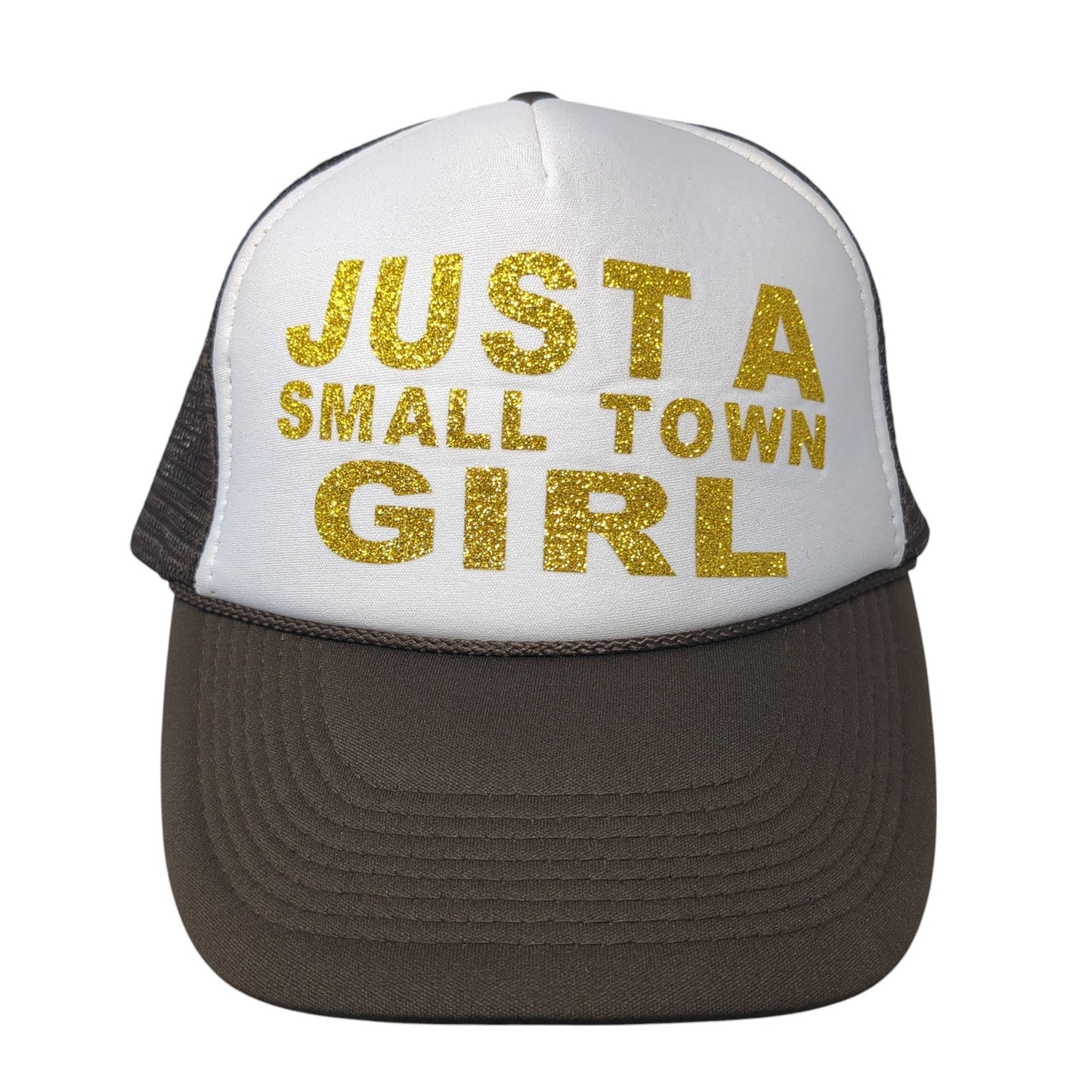 Just A Small Town Girl Trucker Hat Brown One Size Adjustable Mesh Back Nissun