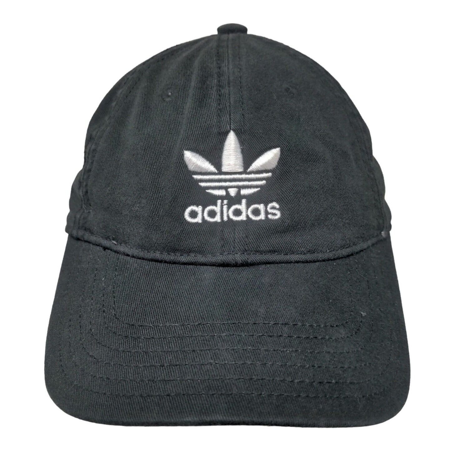 Adidas Trefoil Slideback Hat Black OSFA Embroidered 3 Stripes Adjustable