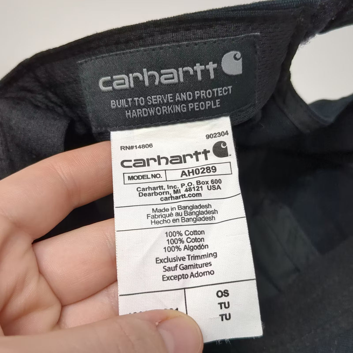 Carhartt Black Baseball Cap One Size Adjustable Logo Patch Canvas Workwear Hat