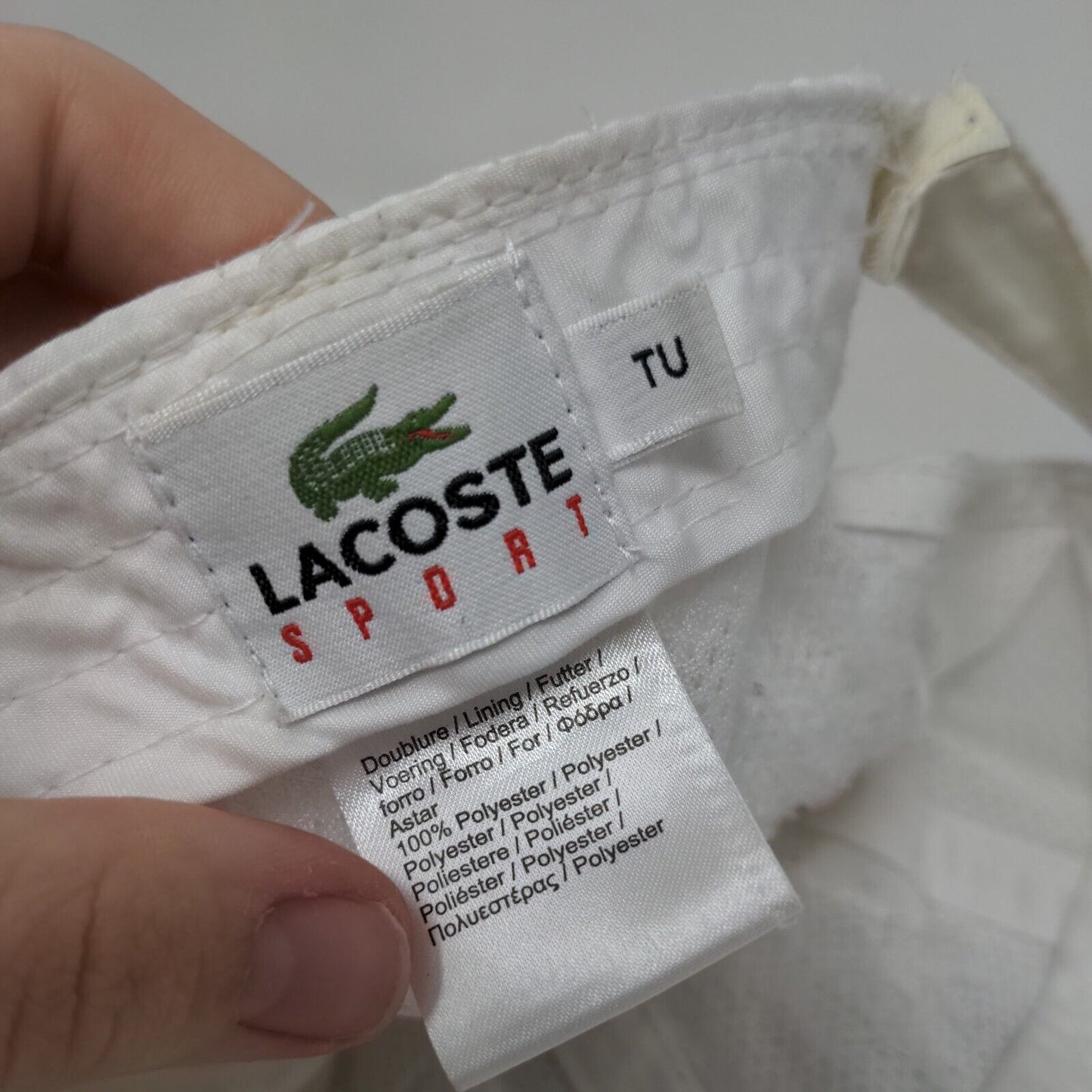 Lacoste Strapback Hat White TU Adjustable Embroidered Vented Holes 6 Panel