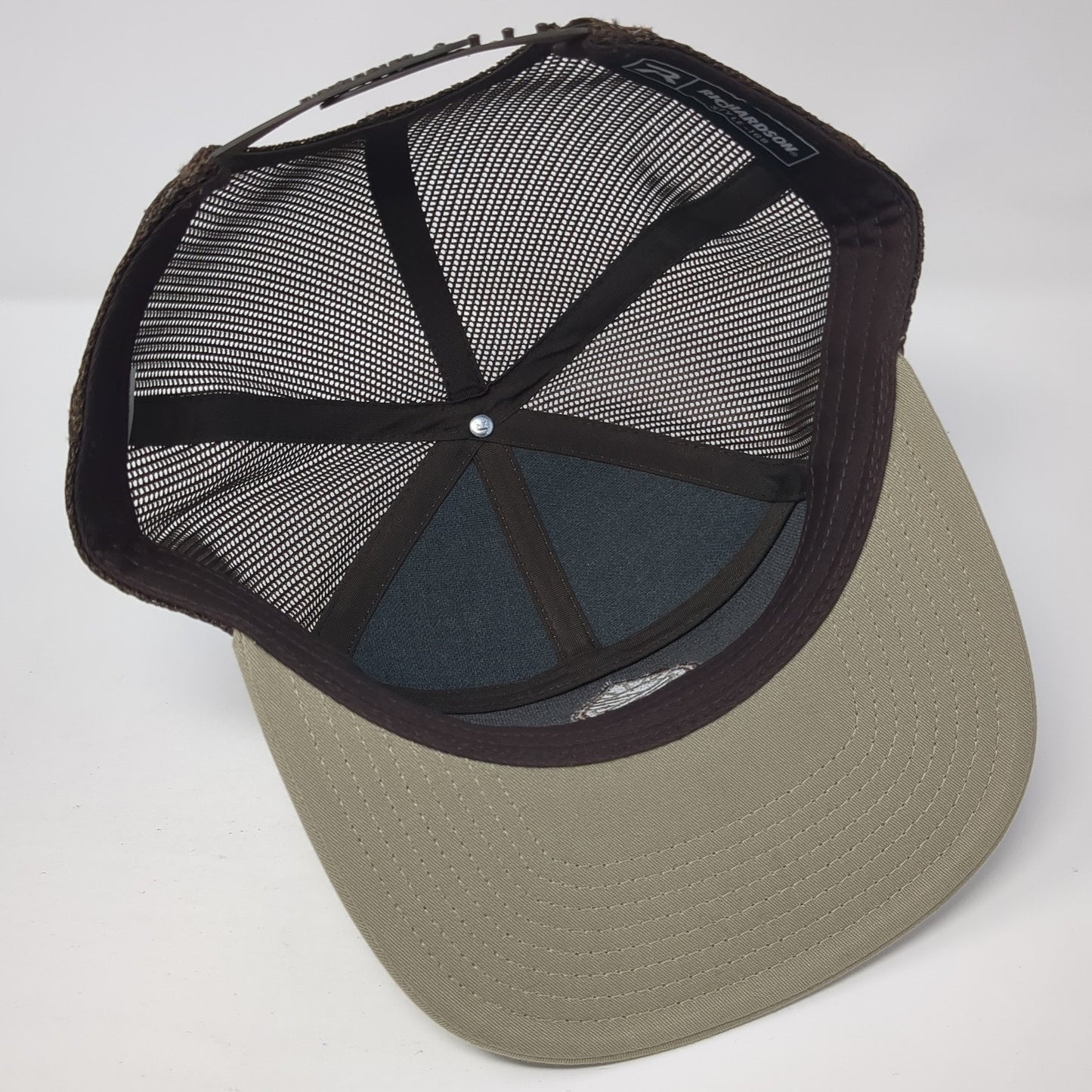 Richardson Snapback Trucker Hat Brown One Size Adjustable Embroidered Mesh Back