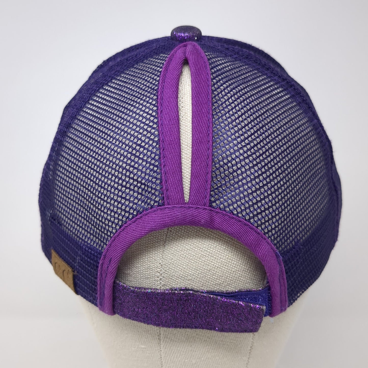 C.C Exclusives Strapback Trucker Hat Purple One Size Mesh Back Ponytail