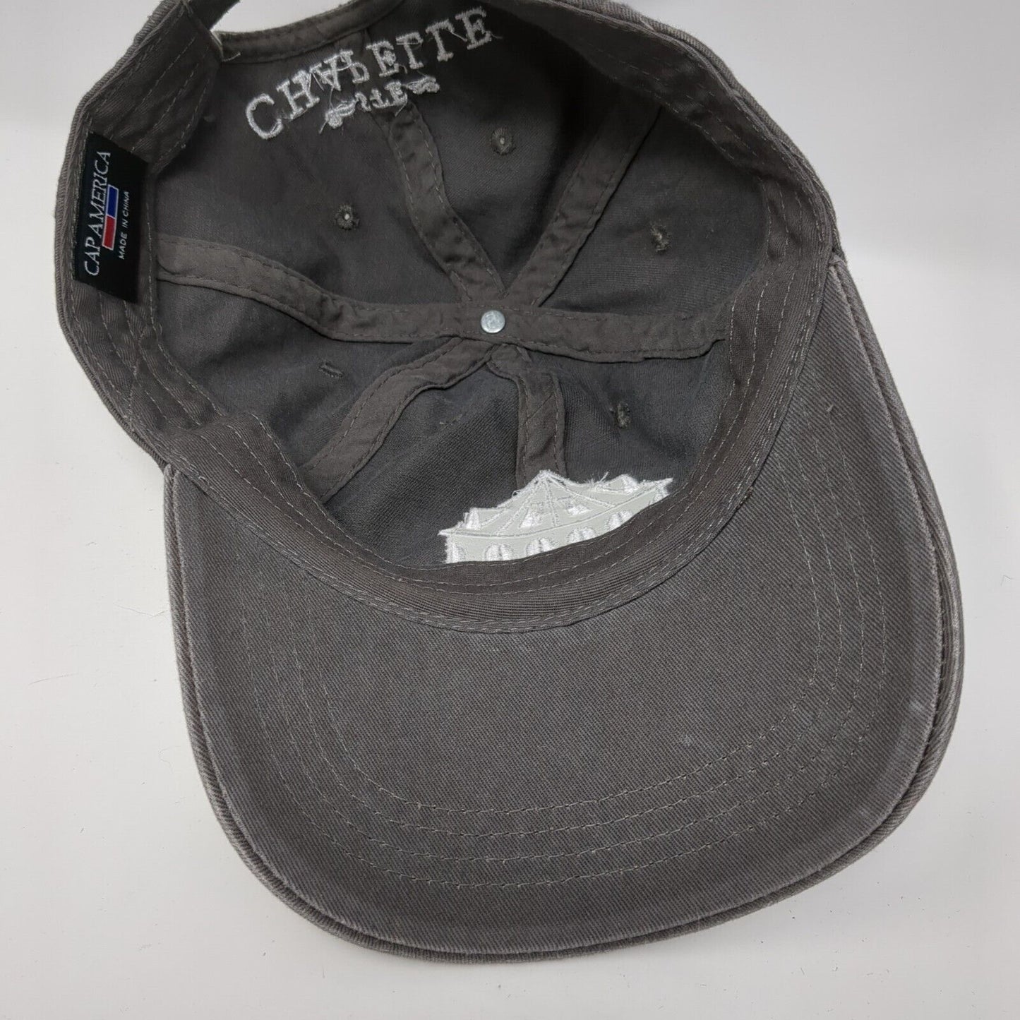 STE Chapelle Slideback Hat Gray One Size Adjustable Embroidered Cap America