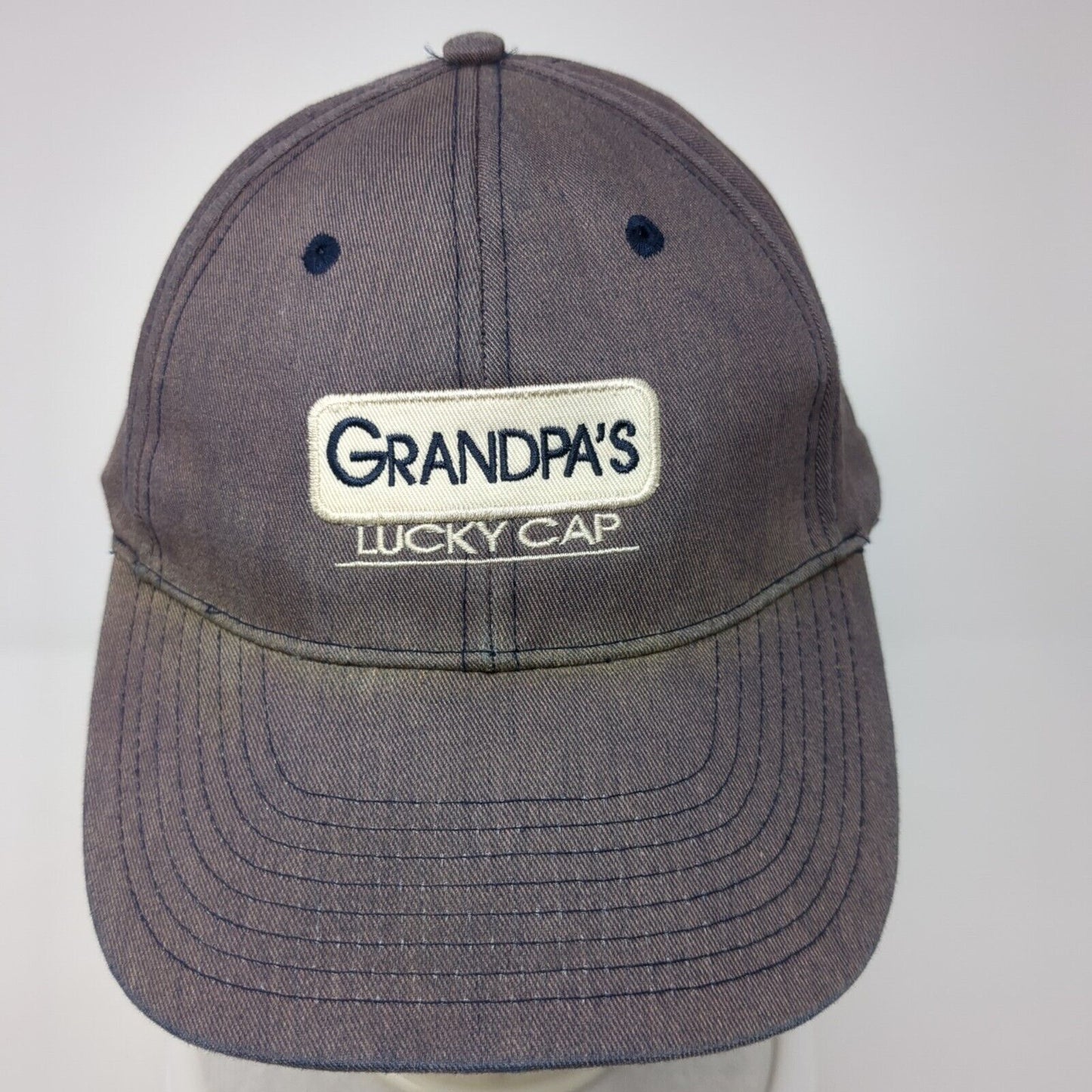 Grandpa's Lucky Cap Slideback Hat Gray One Size Embroidered Signatures